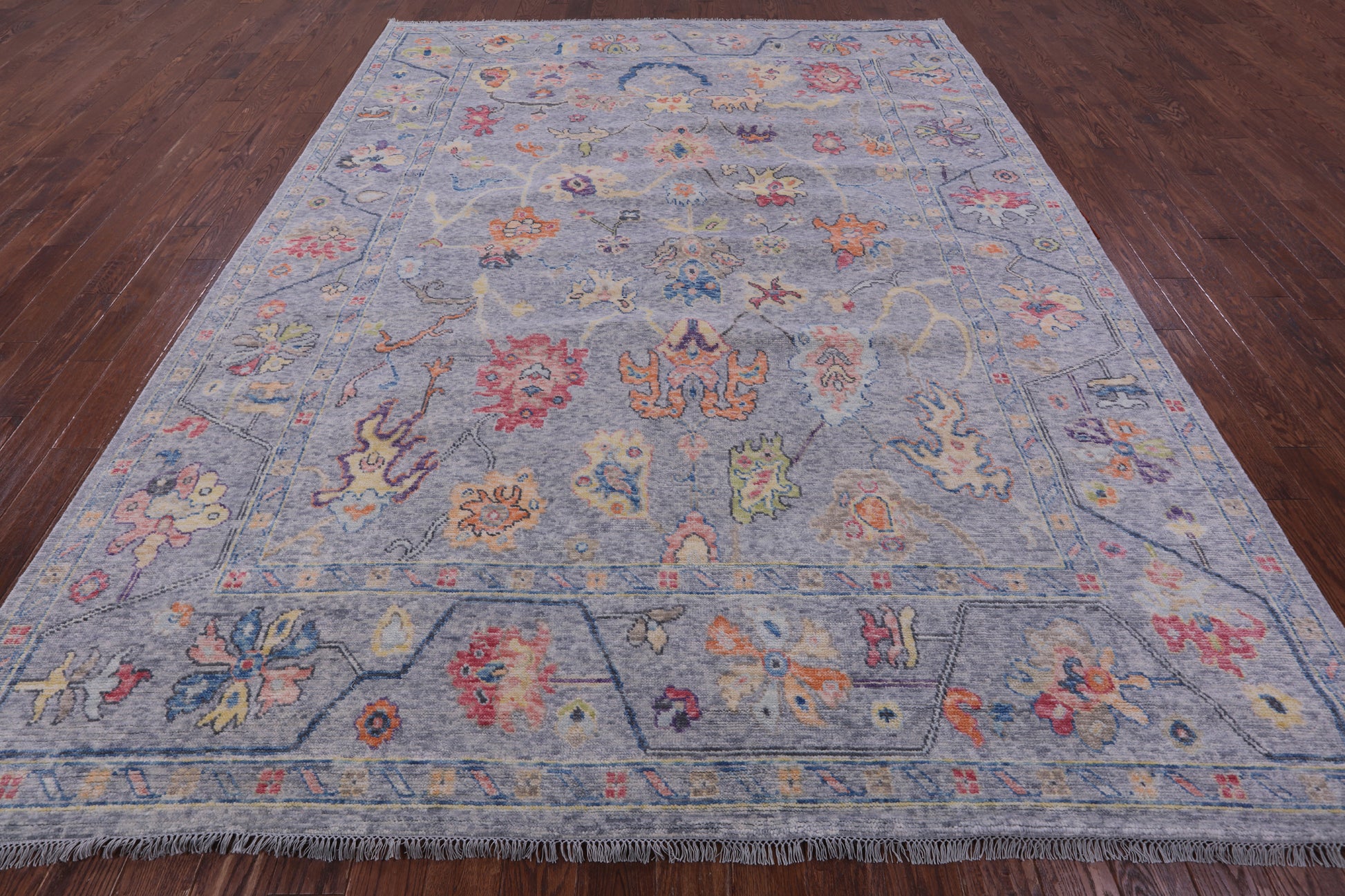 Grey Turkish Oushak Hand Knotted Wool Rug - 9' 2" X 12' 0" - Golden Nile