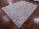 Grey Turkish Oushak Hand Knotted Wool Rug - 9' 2" X 12' 0" - Golden Nile
