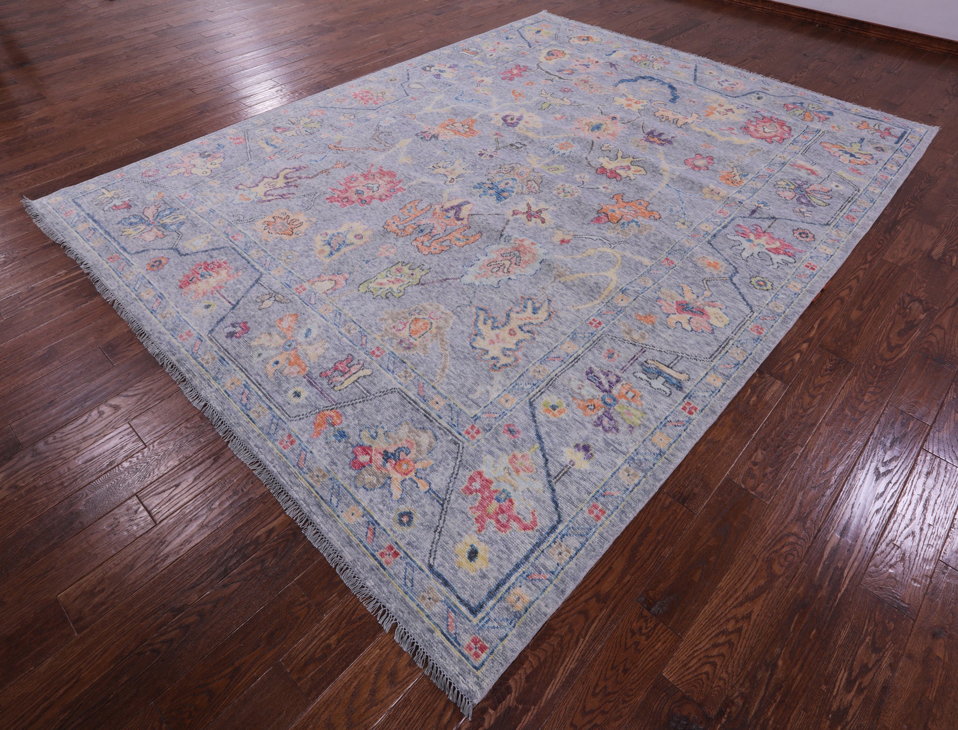 Grey Turkish Oushak Hand Knotted Wool Rug - 9' 2" X 12' 0" - Golden Nile