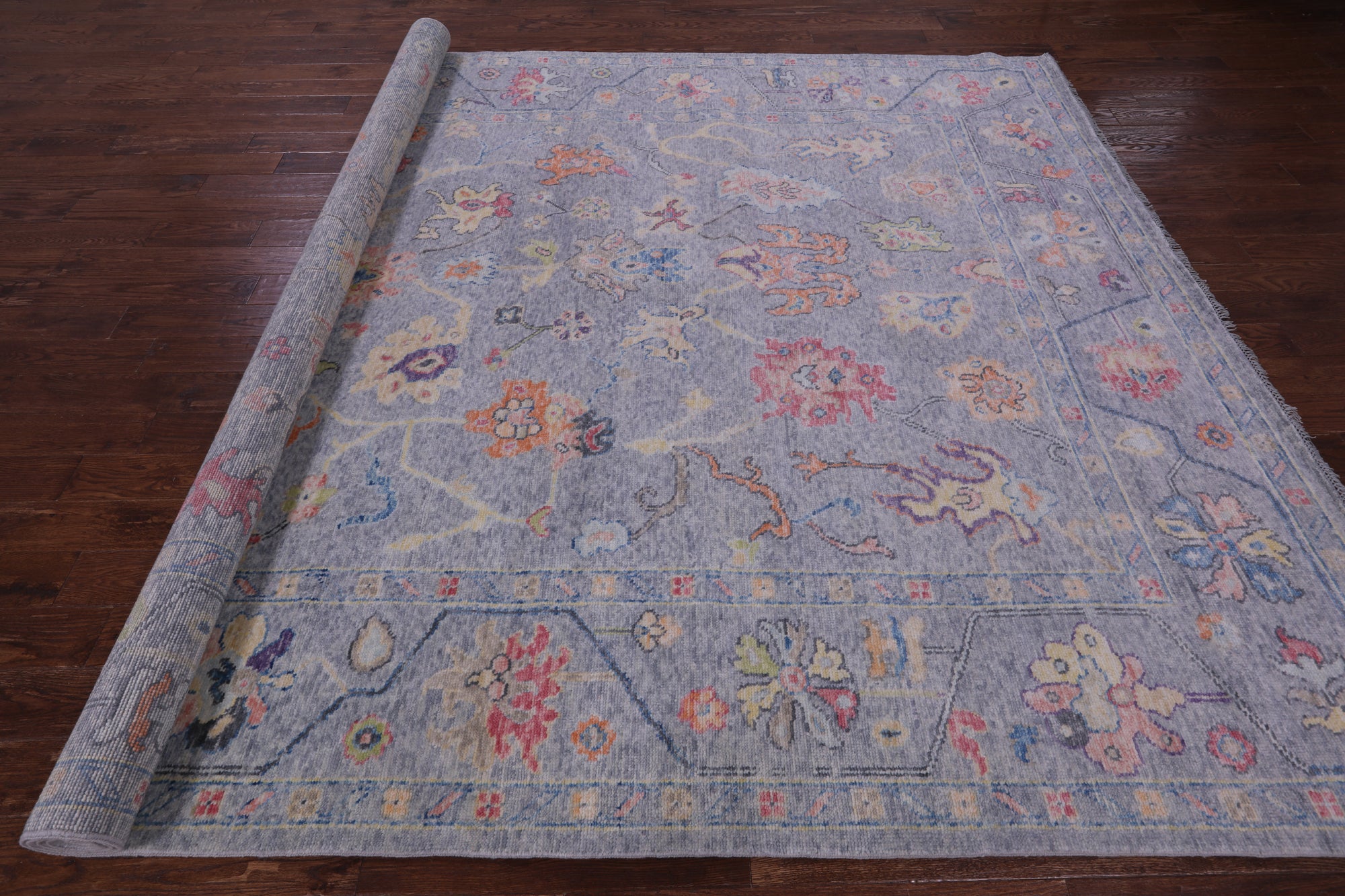 Grey Turkish Oushak Hand Knotted Wool Rug - 9' 2" X 12' 0" - Golden Nile