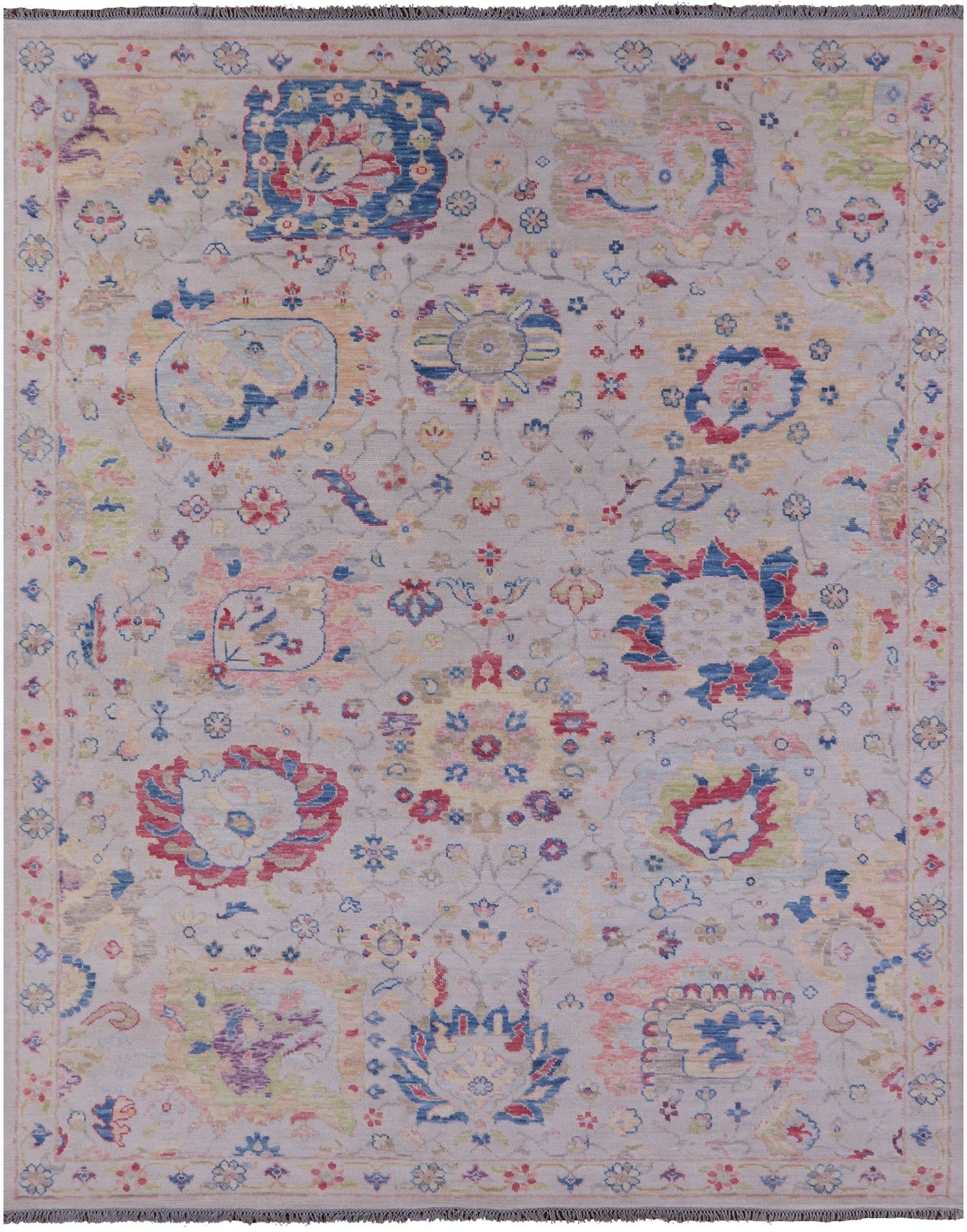 Ivory Turkish Oushak Hand Knotted Wool Rug - 9' 2" X 11' 7" - Golden Nile
