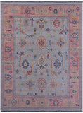 Blue Turkish Oushak Hand Knotted Wool Rug - 9' 1" X 11' 10" - Golden Nile