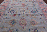 Blue Turkish Oushak Hand Knotted Wool Rug - 9' 1" X 11' 10" - Golden Nile
