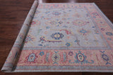 Blue Turkish Oushak Hand Knotted Wool Rug - 9' 1" X 11' 10" - Golden Nile