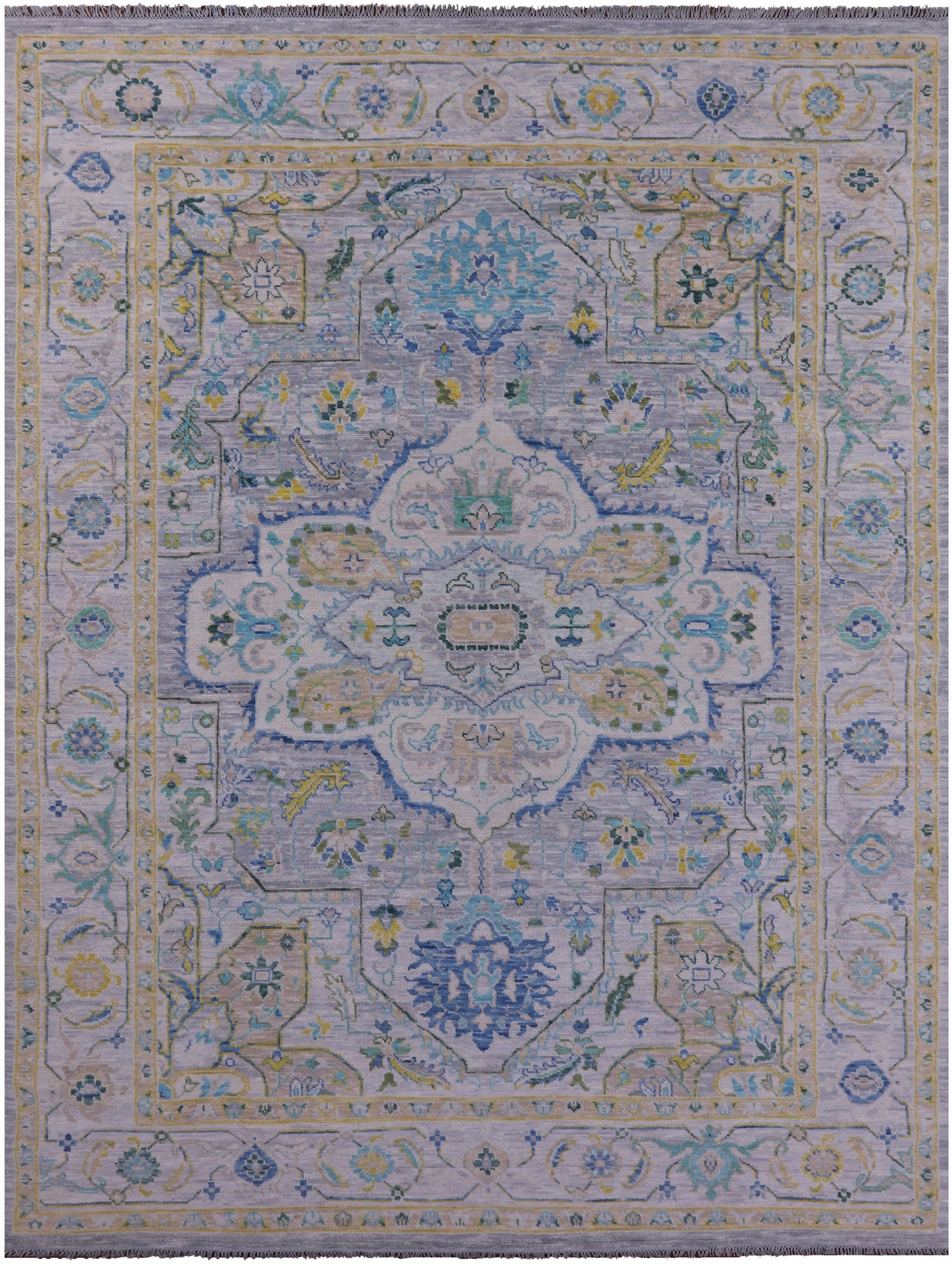 Grey Heriz Serapi Hand Knotted Wool Rug - 8' 11" X 11' 9" - Golden Nile