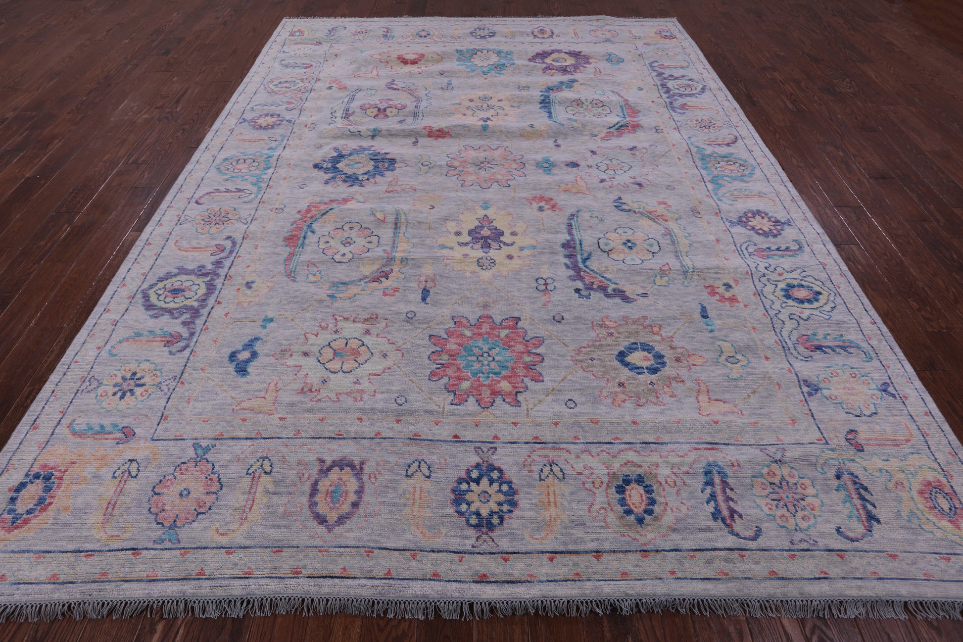 Grey Turkish Oushak Hand Knotted Wool Rug - 9' 0" X 11' 10" - Golden Nile