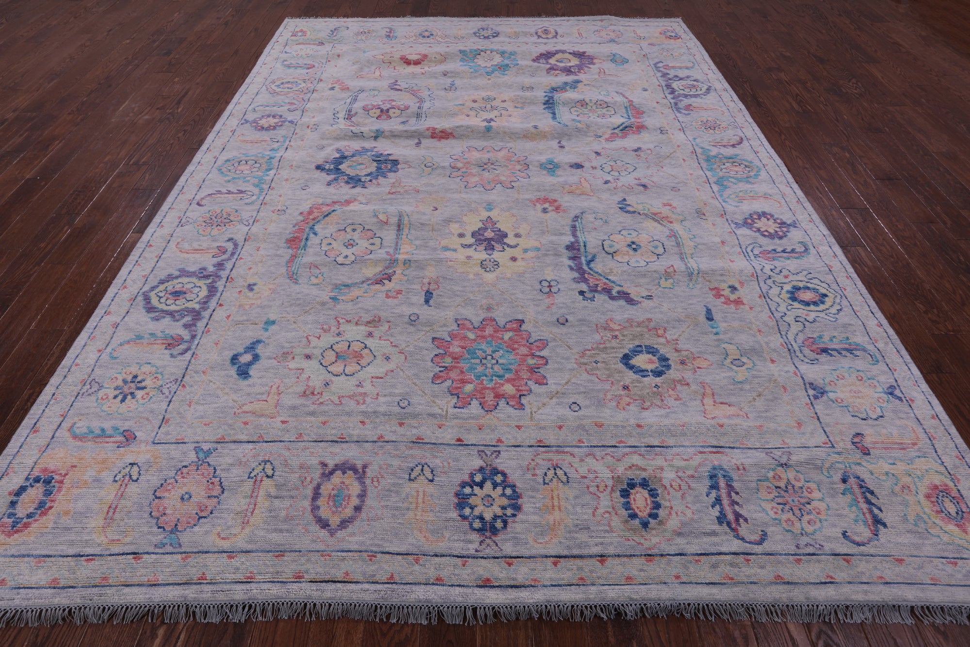 Grey Turkish Oushak Hand Knotted Wool Rug - 9' 0" X 11' 10" - Golden Nile