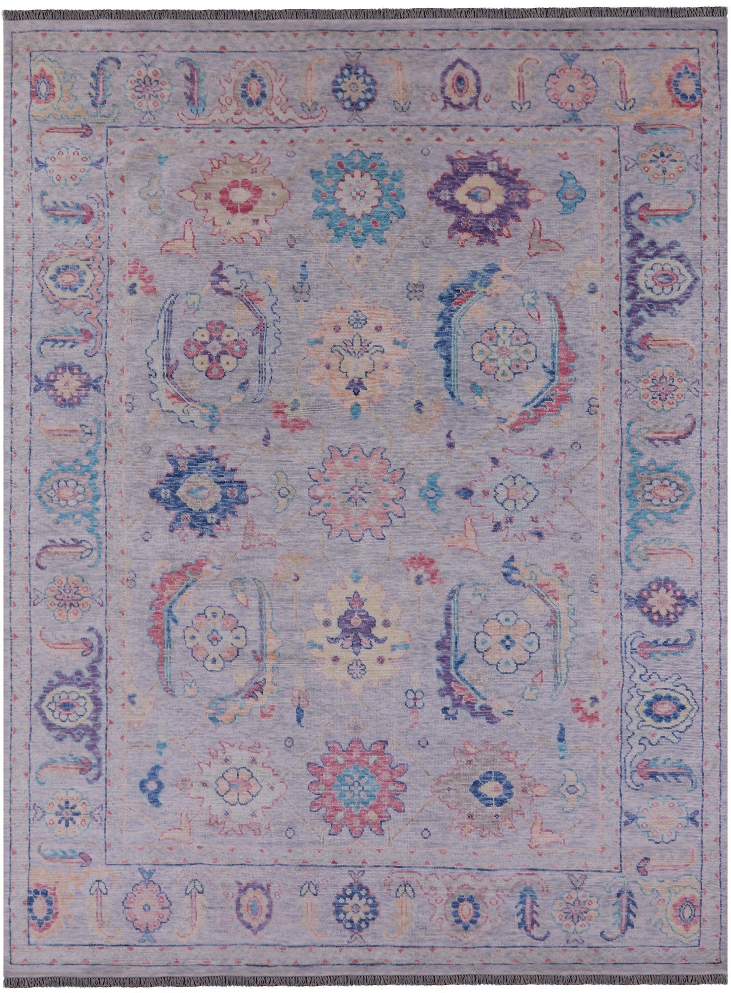 Grey Turkish Oushak Hand Knotted Wool Rug - 9' 0" X 11' 10" - Golden Nile