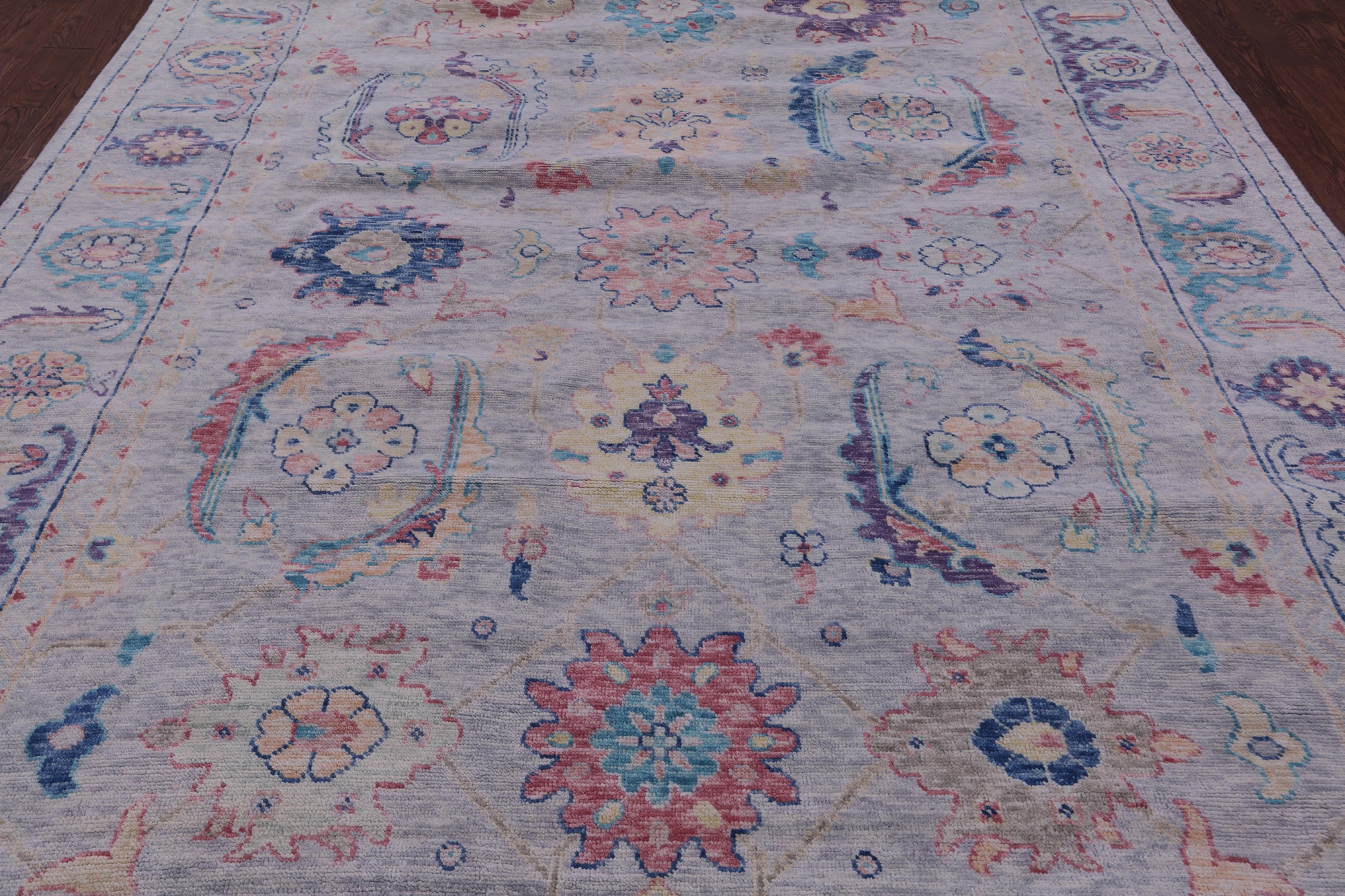Grey Turkish Oushak Hand Knotted Wool Rug - 9' 0" X 11' 10" - Golden Nile