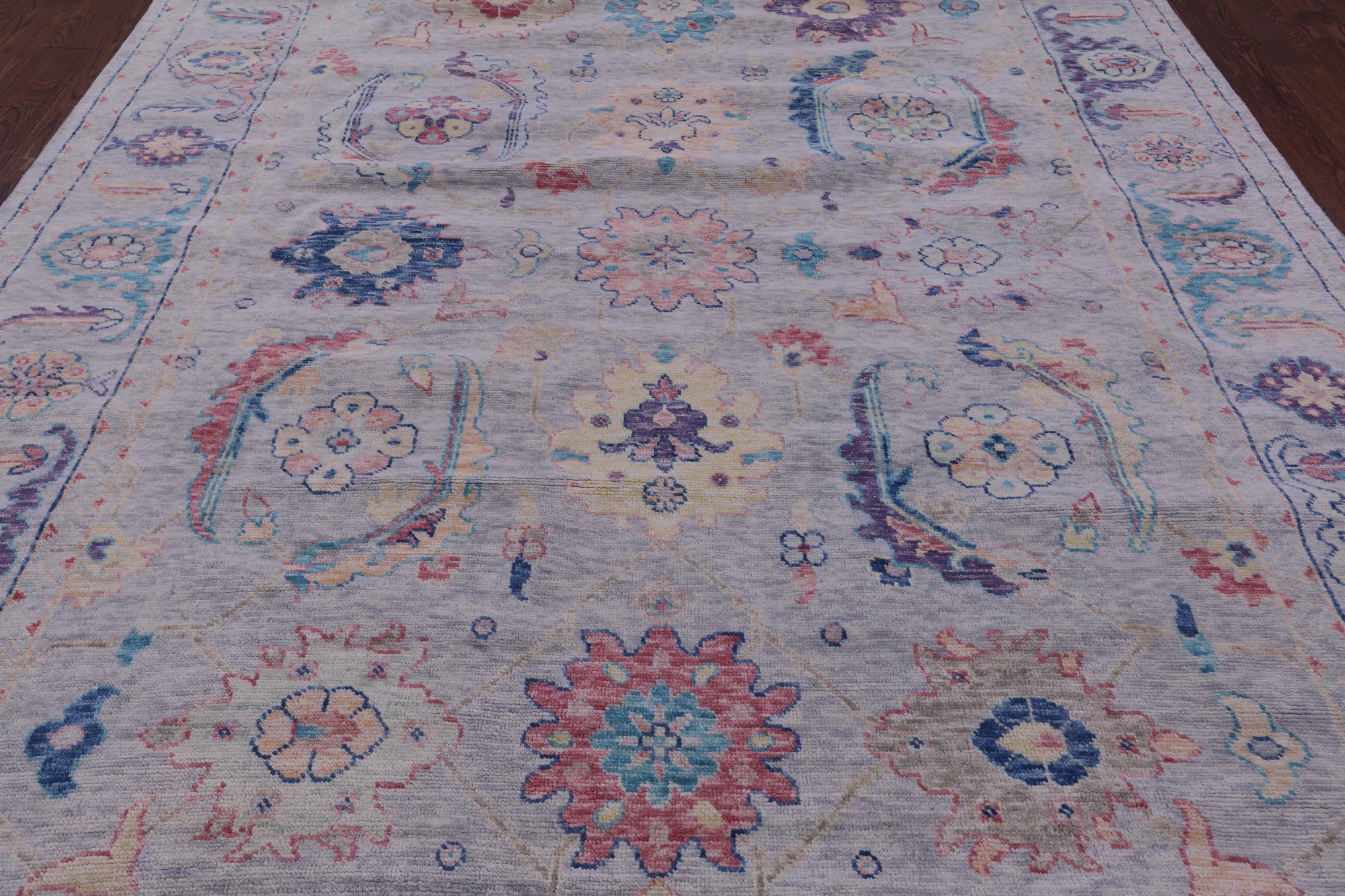 Grey Turkish Oushak Hand Knotted Wool Rug - 9' 0" X 11' 10" - Golden Nile