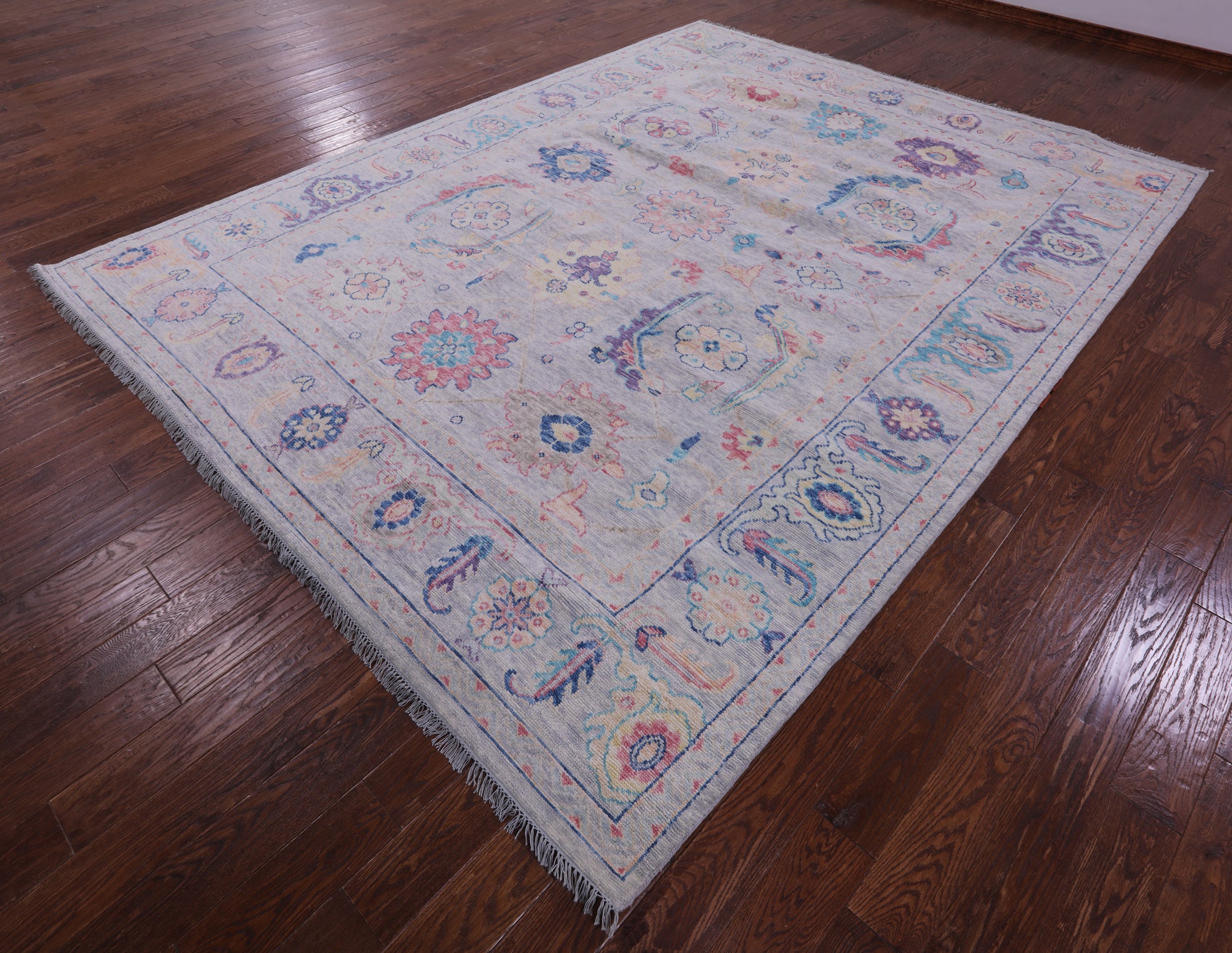 Grey Turkish Oushak Hand Knotted Wool Rug - 9' 0" X 11' 10" - Golden Nile