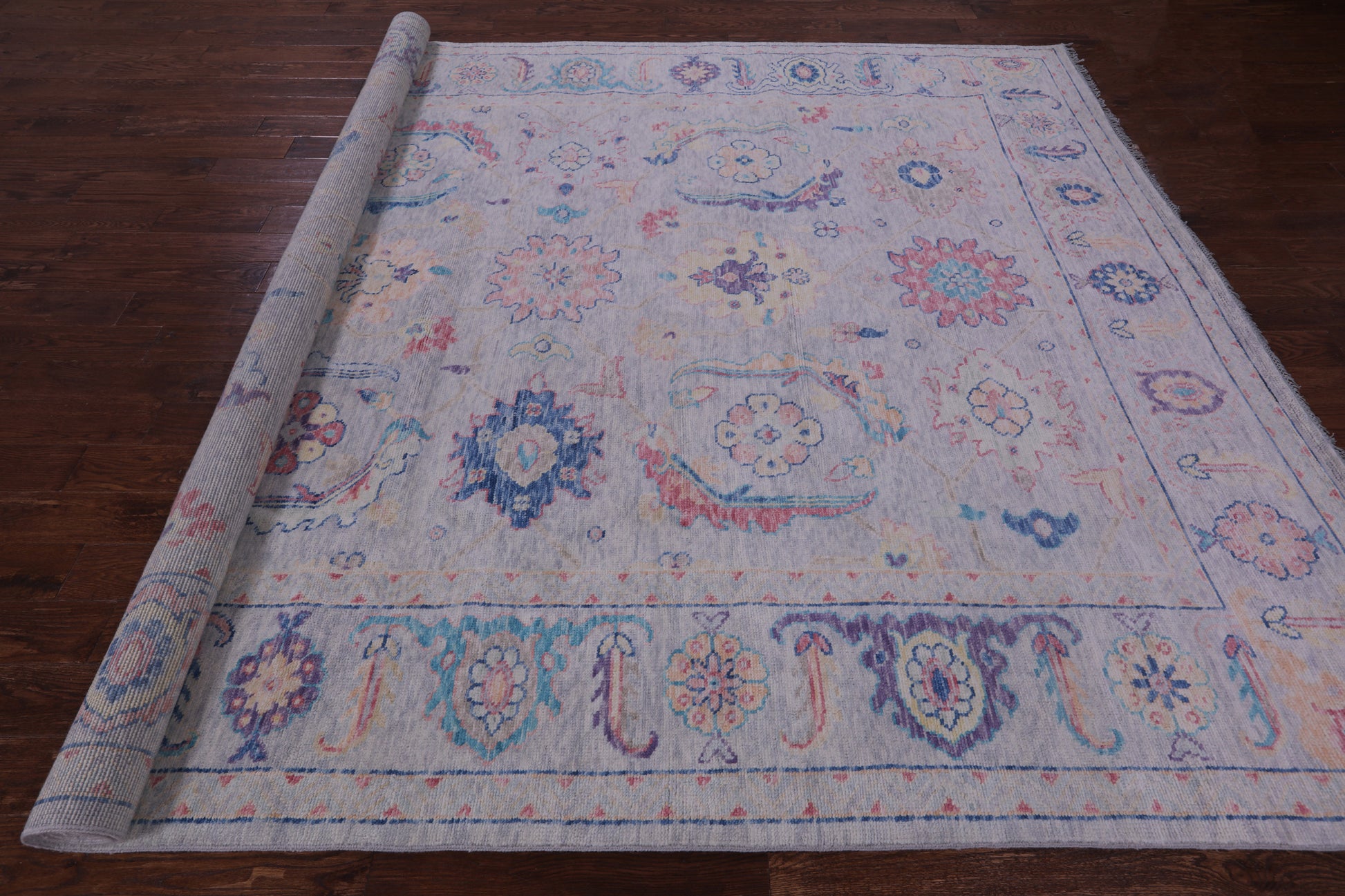 Grey Turkish Oushak Hand Knotted Wool Rug - 9' 0" X 11' 10" - Golden Nile