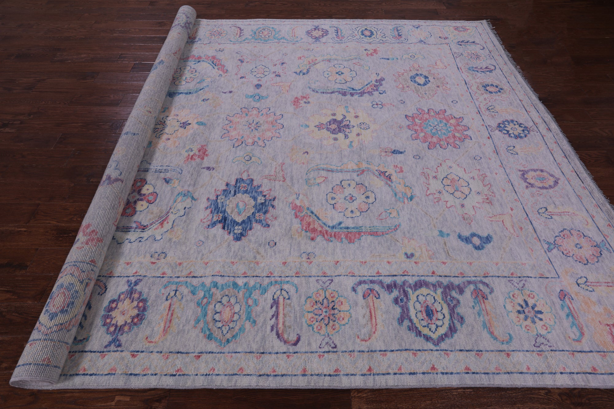 Grey Turkish Oushak Hand Knotted Wool Rug - 9' 0" X 11' 10" - Golden Nile