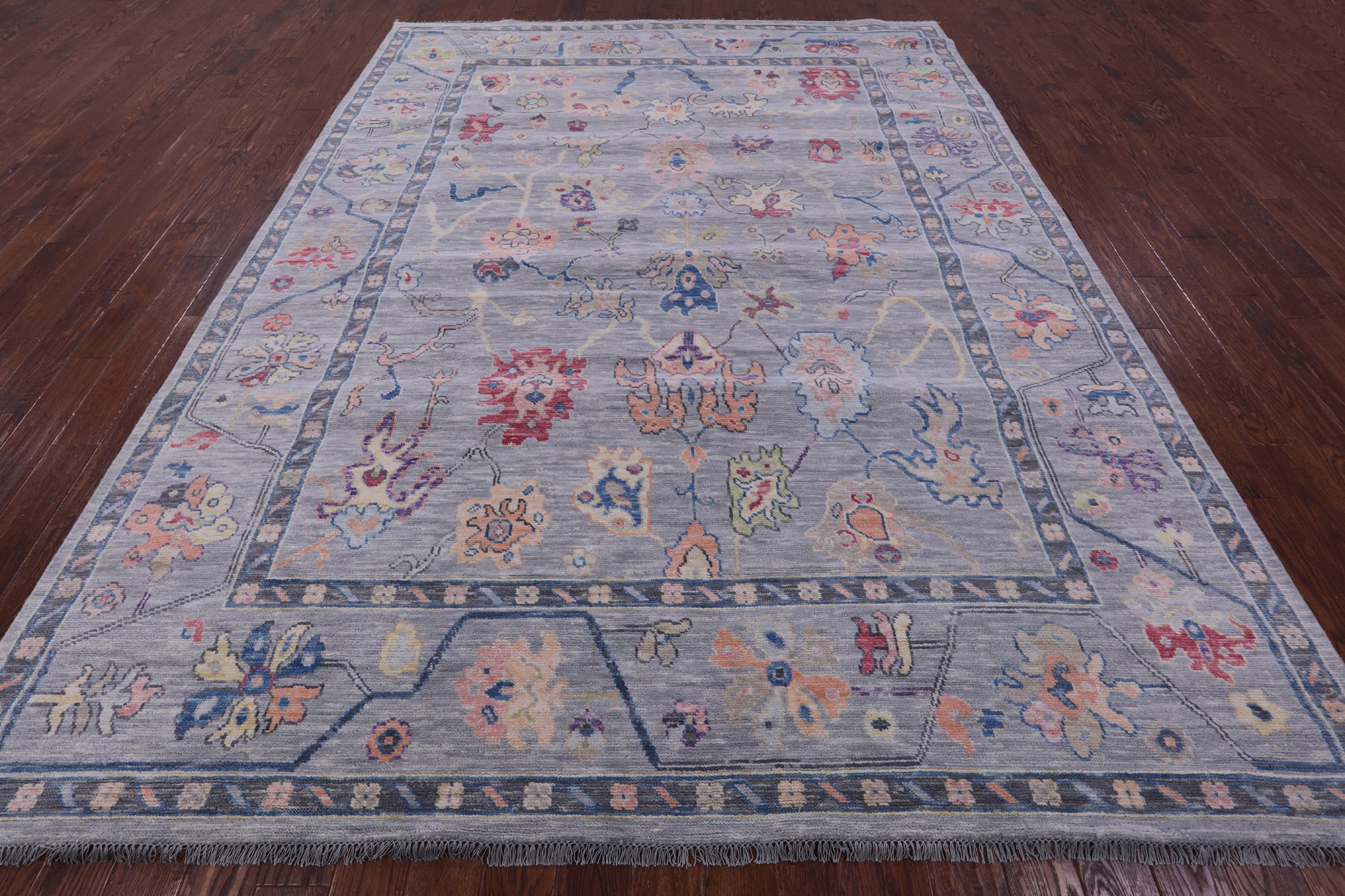 Grey Turkish Oushak Hand Knotted Wool Rug - 9' 1" X 12' 0" - Golden Nile