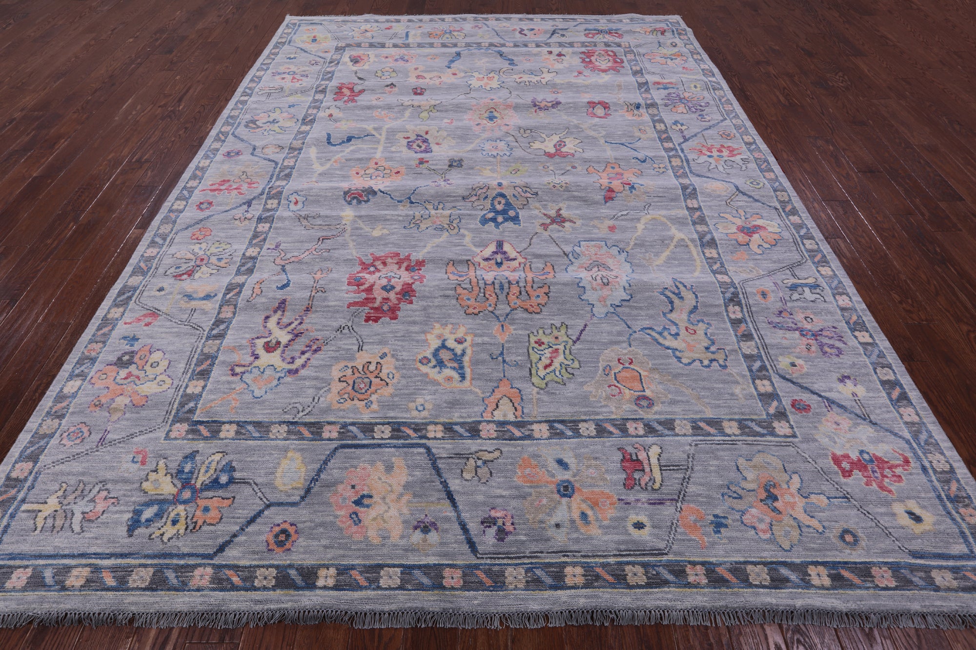 Grey Turkish Oushak Hand Knotted Wool Rug - 9' 1" X 12' 0" - Golden Nile