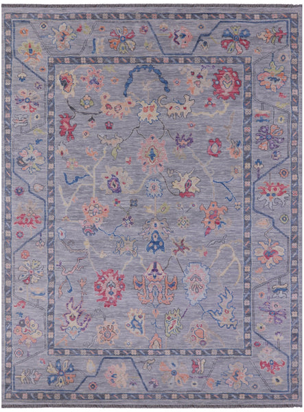 Grey Turkish Oushak Hand Knotted Wool Rug - 9' 1" X 12' 0" - Golden Nile