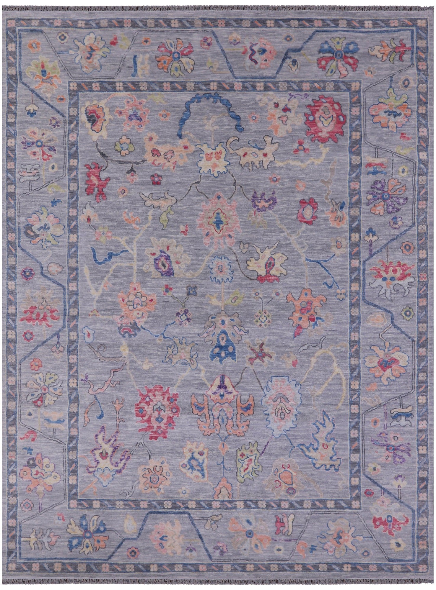 Grey Turkish Oushak Hand Knotted Wool Rug - 9' 1" X 12' 0" - Golden Nile