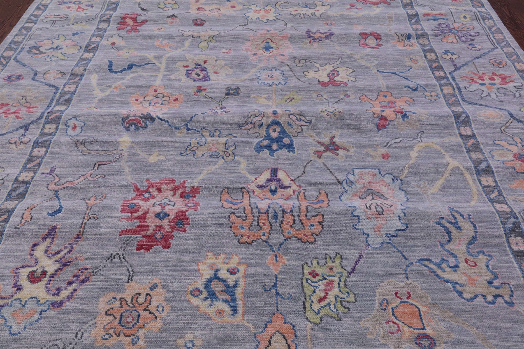 Grey Turkish Oushak Hand Knotted Wool Rug - 9' 1" X 12' 0" - Golden Nile