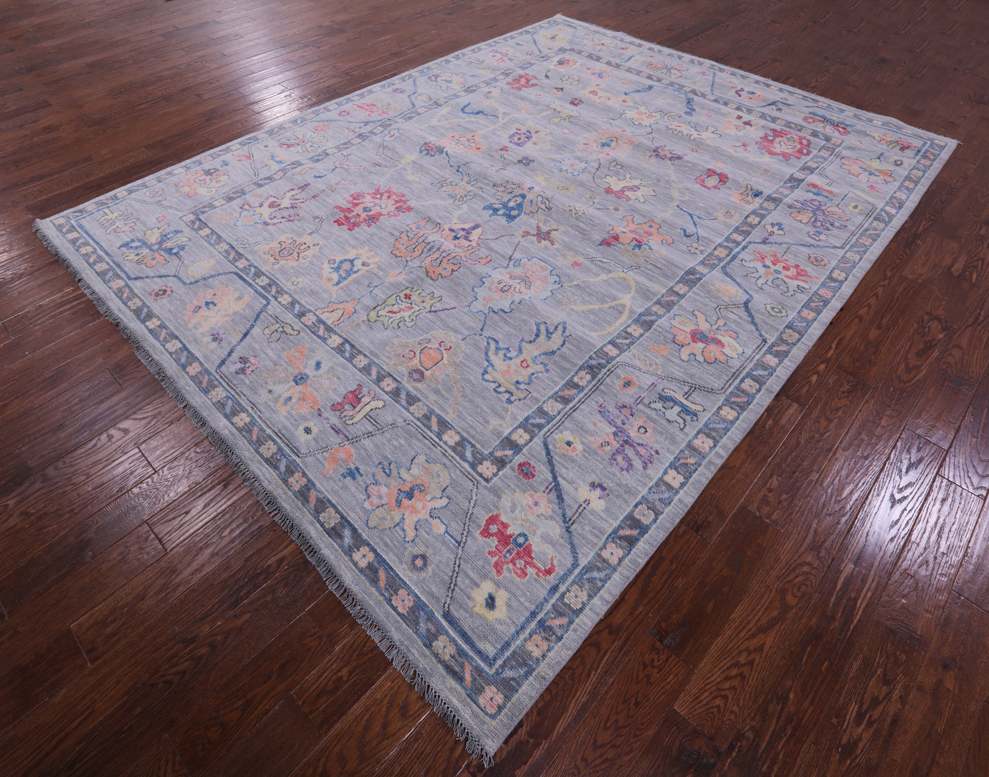 Grey Turkish Oushak Hand Knotted Wool Rug - 9' 1" X 12' 0" - Golden Nile