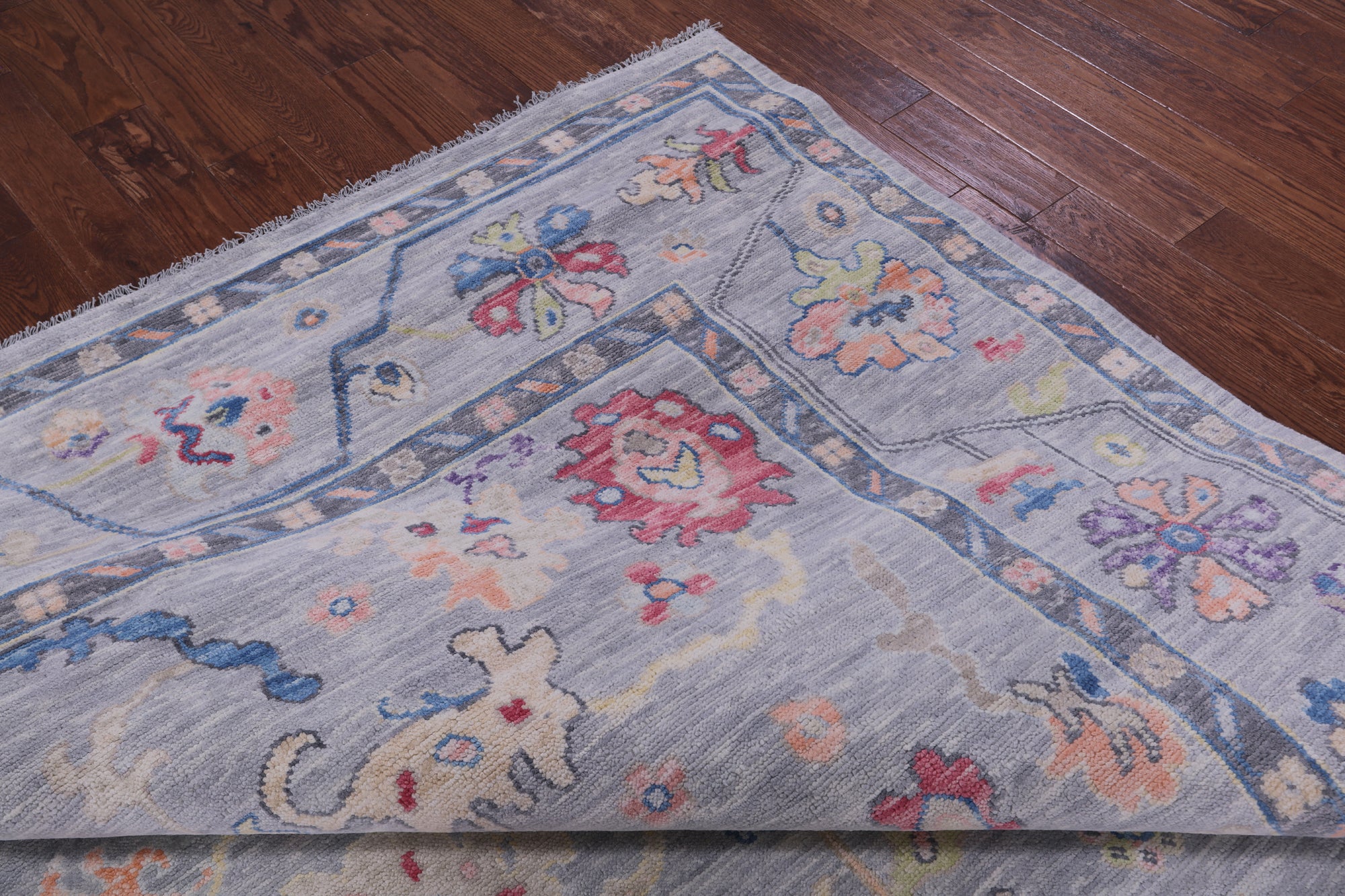 Grey Turkish Oushak Hand Knotted Wool Rug - 9' 1" X 12' 0" - Golden Nile