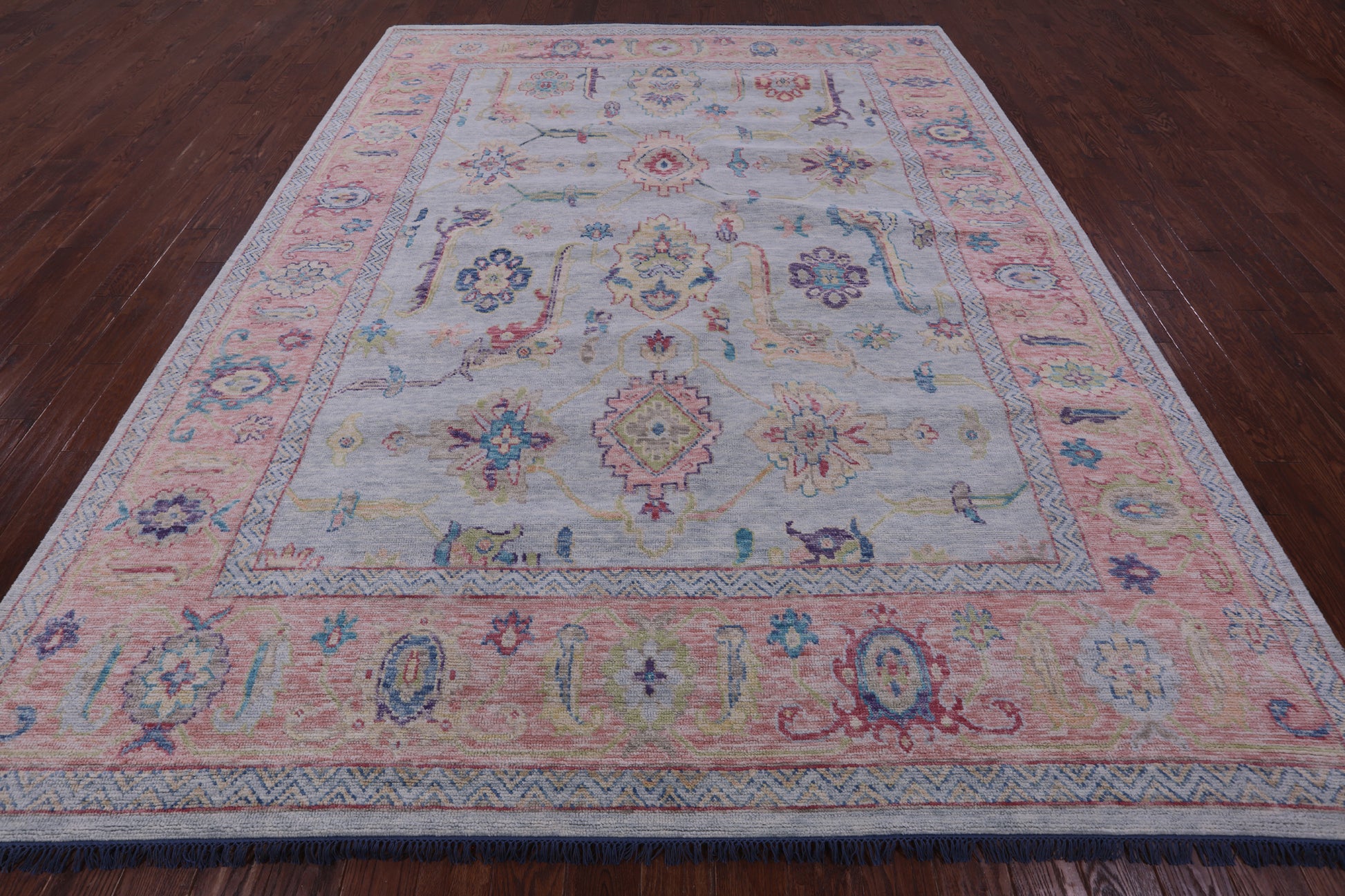 Light Blue Turkish Oushak Hand Knotted Wool Rug - 9' 6" X 12' 0" - Golden Nile