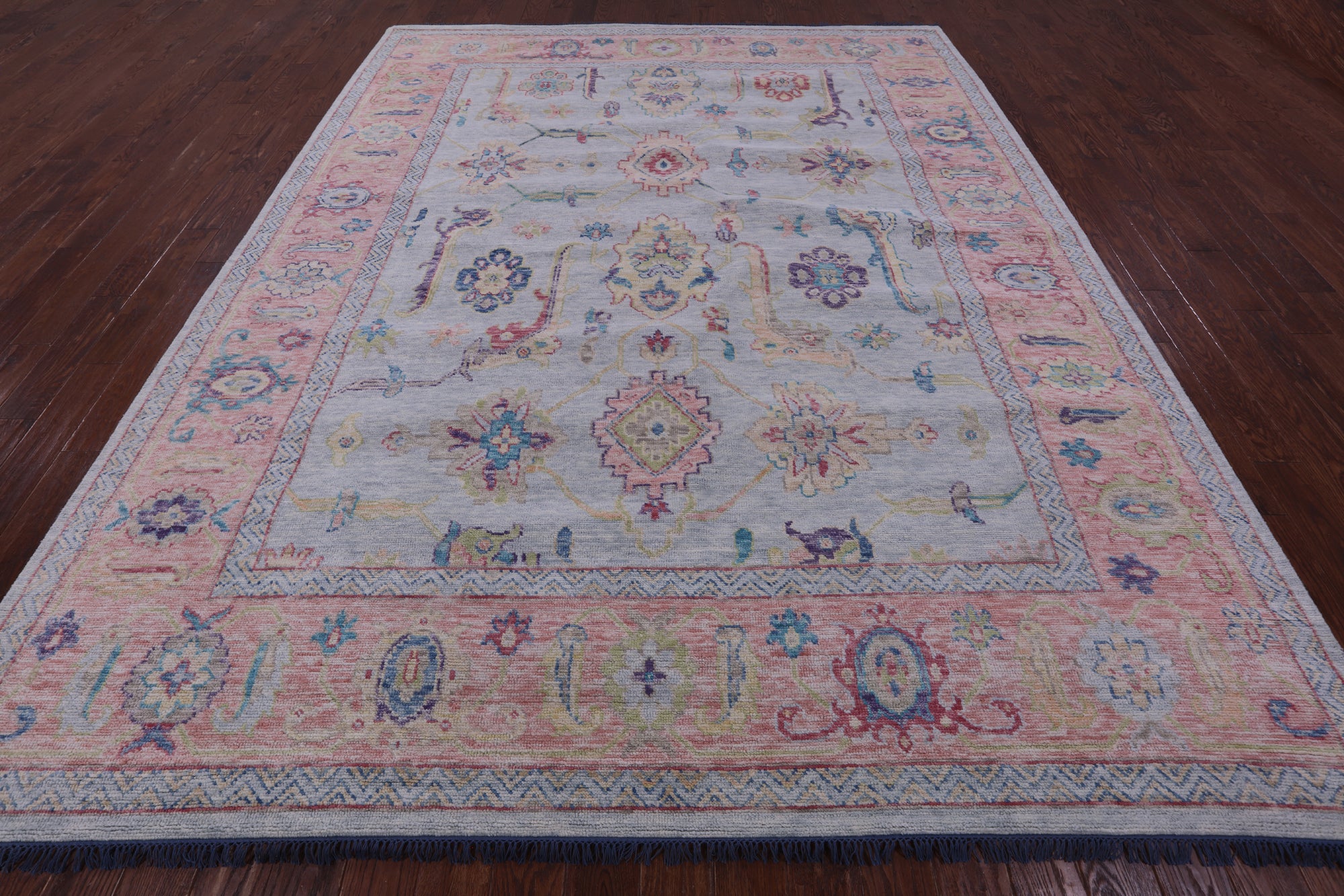 Light Blue Turkish Oushak Hand Knotted Wool Rug - 9' 6" X 12' 0" - Golden Nile