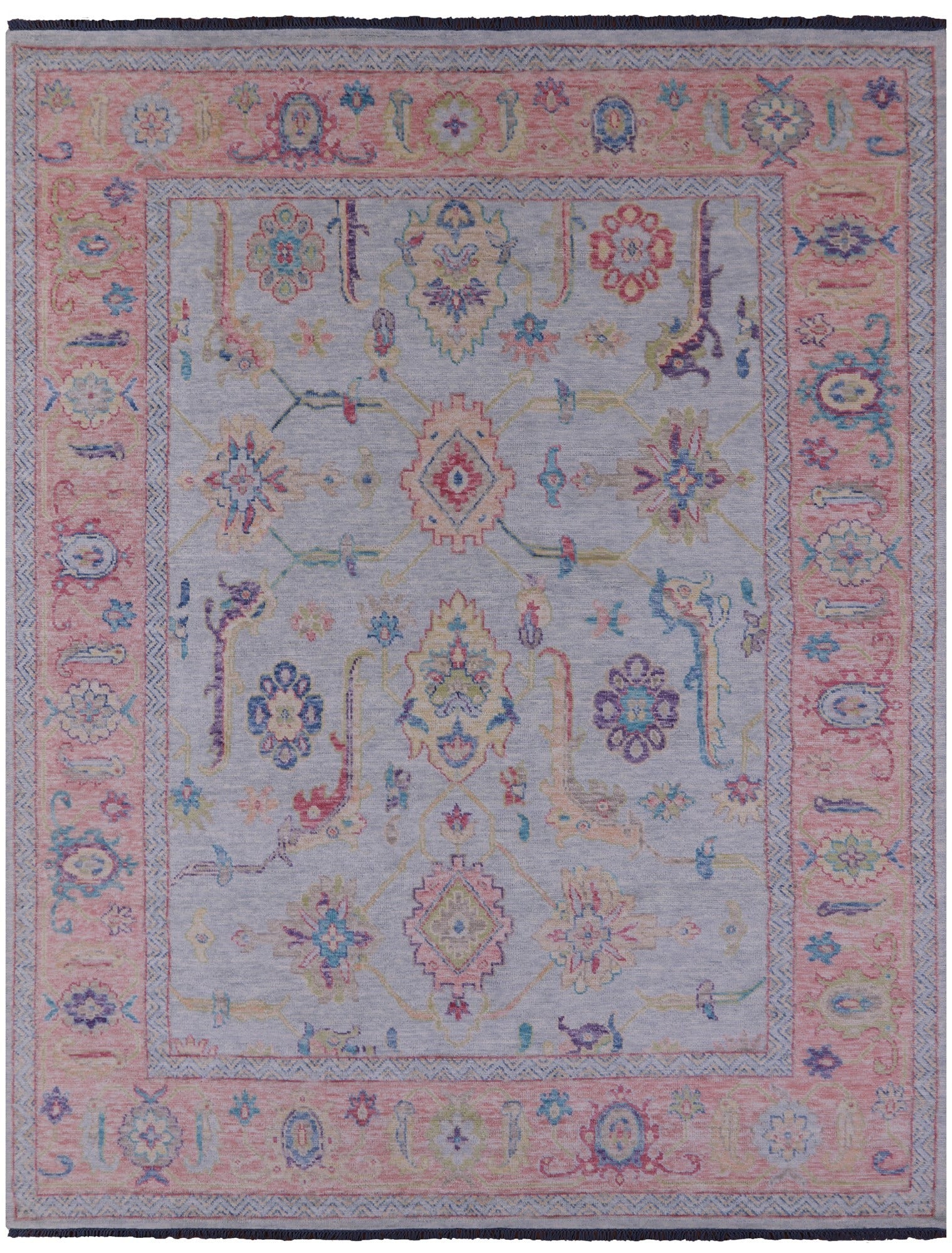 Light Blue Turkish Oushak Hand Knotted Wool Rug - 9' 6" X 12' 0" - Golden Nile