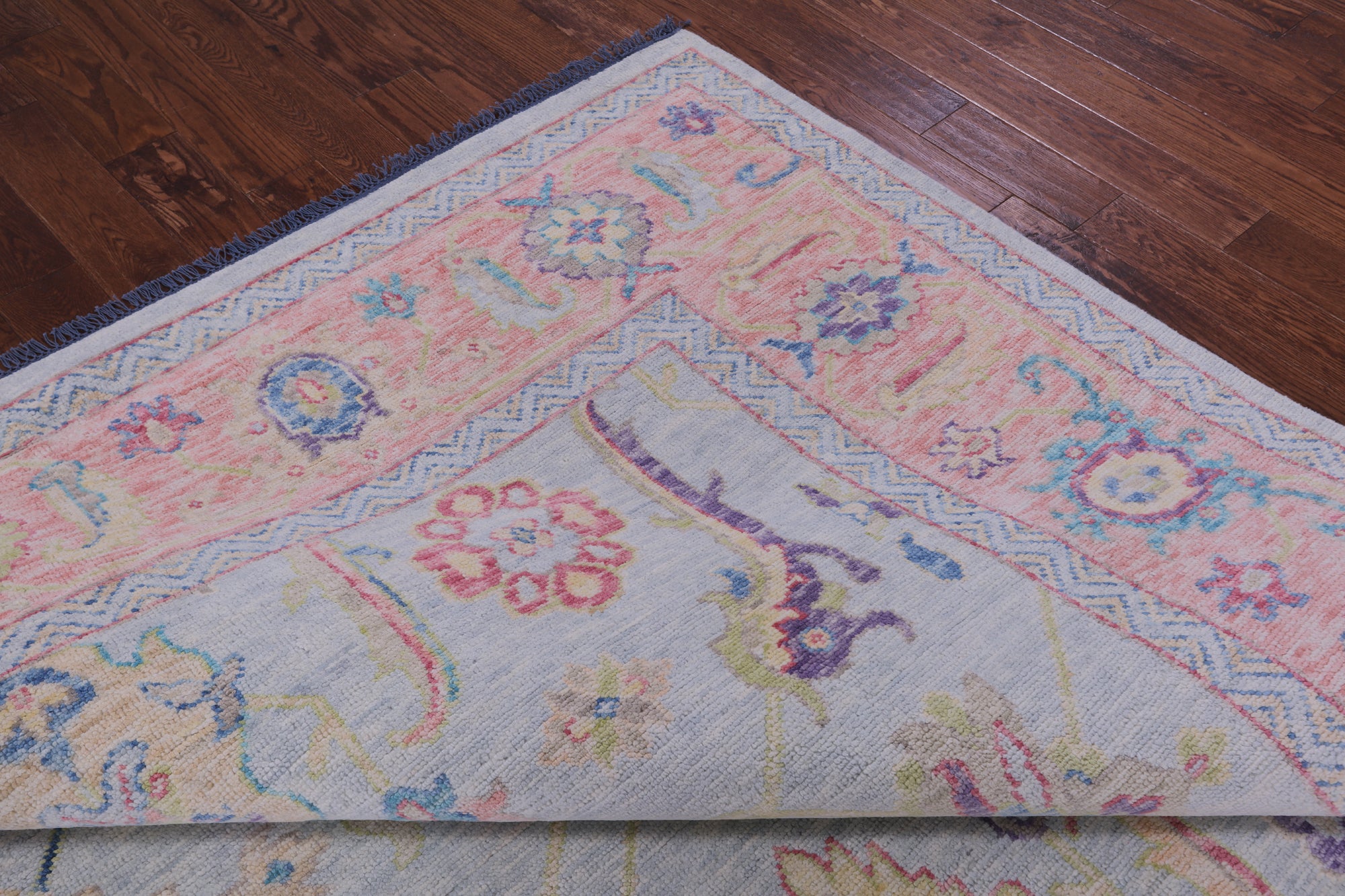 Light Blue Turkish Oushak Hand Knotted Wool Rug - 9' 6" X 12' 0" - Golden Nile