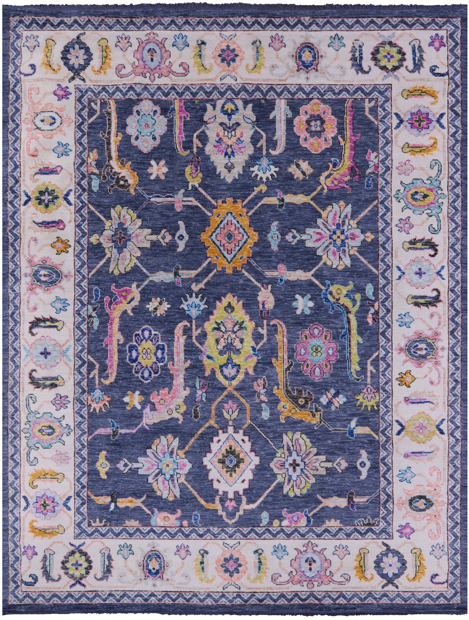 Grey Turkish Oushak Hand Knotted Wool Rug - 9' 0" X 11' 10" - Golden Nile