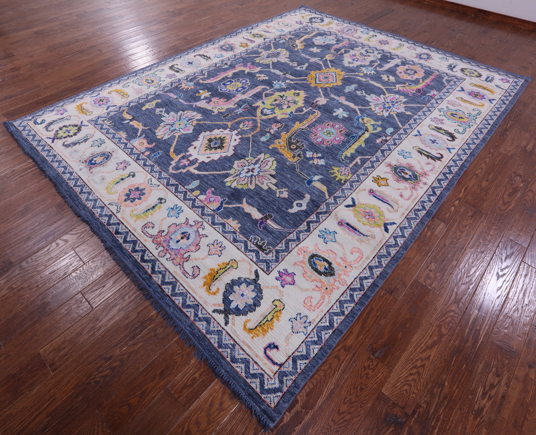 Grey Turkish Oushak Hand Knotted Wool Rug - 9' 0" X 11' 10" - Golden Nile