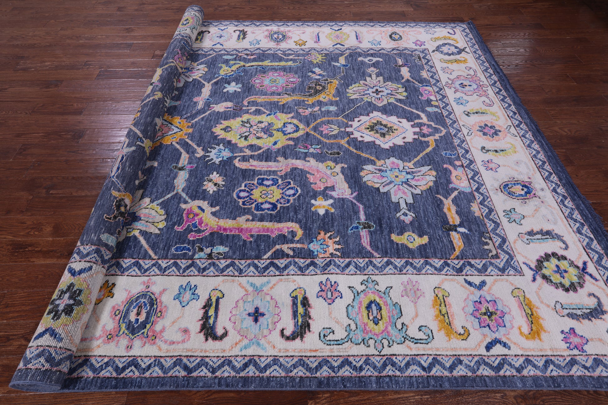 Grey Turkish Oushak Hand Knotted Wool Rug - 9' 0" X 11' 10" - Golden Nile