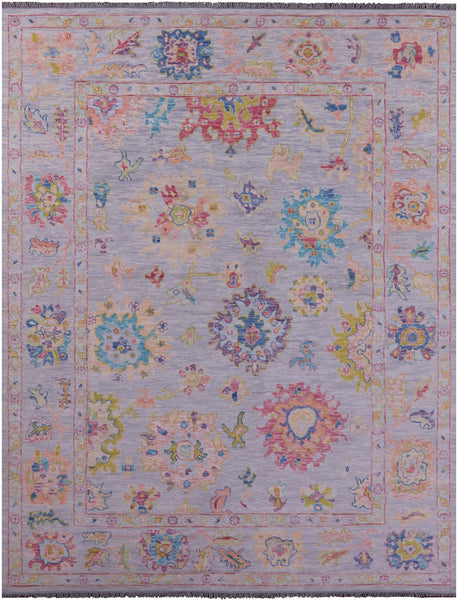 Grey Turkish Oushak Hand Knotted Wool Rug - 9' 0" X 11' 11" - Golden Nile