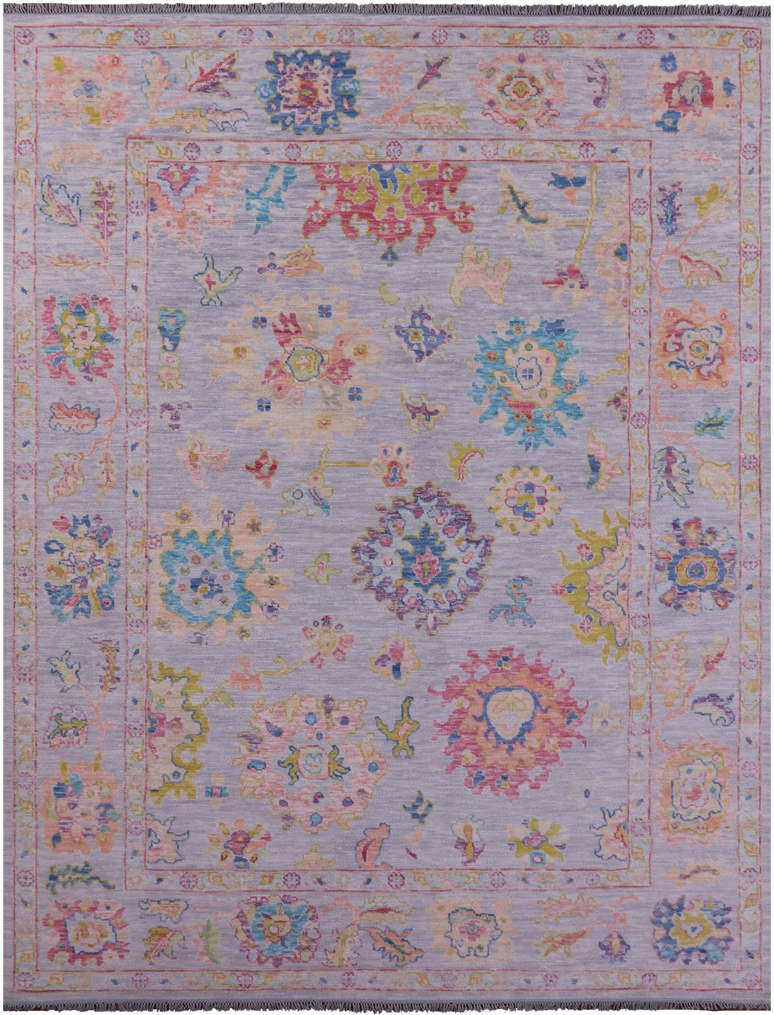 Grey Turkish Oushak Hand Knotted Wool Rug - 9' 0" X 11' 11" - Golden Nile
