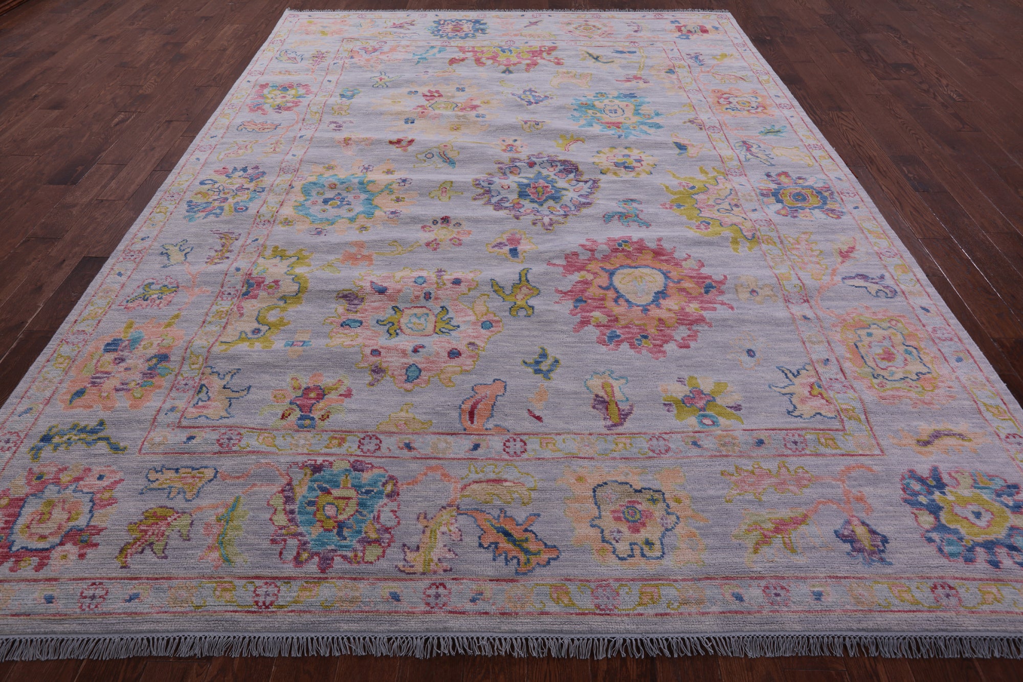 Grey Turkish Oushak Hand Knotted Wool Rug - 9' 0" X 11' 11" - Golden Nile
