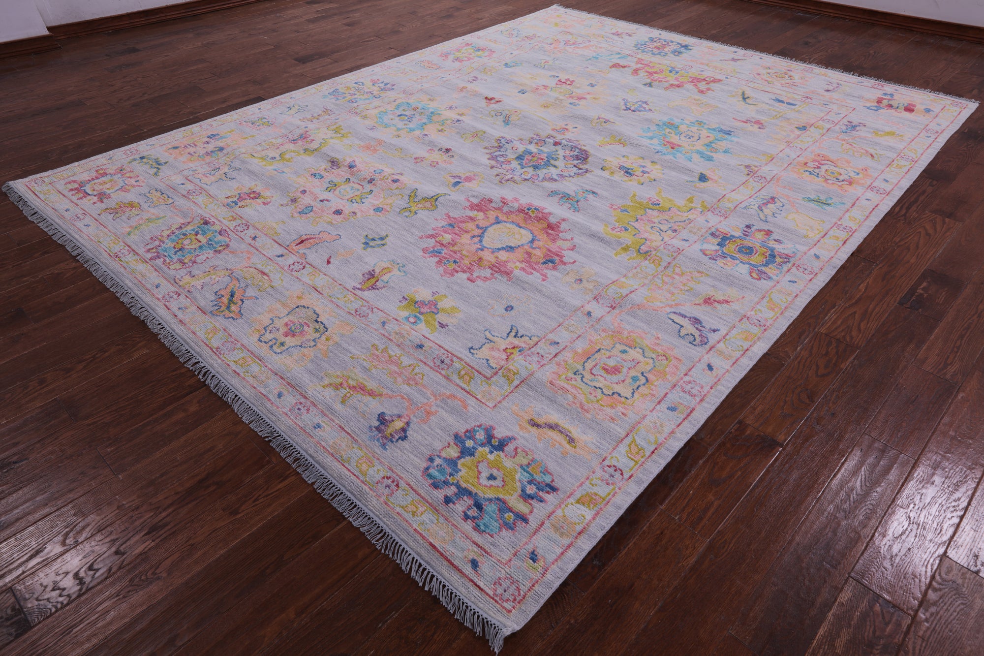 Grey Turkish Oushak Hand Knotted Wool Rug - 9' 0" X 11' 11" - Golden Nile