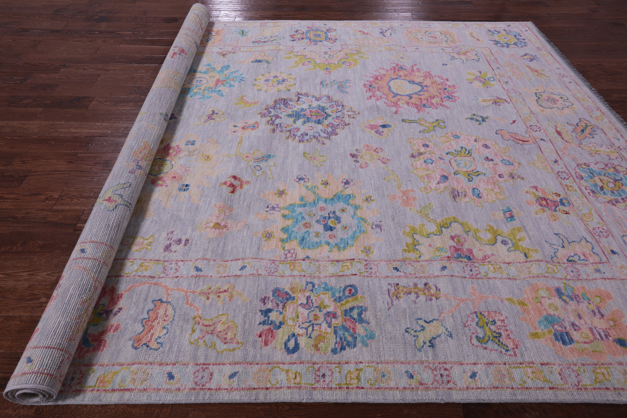Grey Turkish Oushak Hand Knotted Wool Rug - 9' 0" X 11' 11" - Golden Nile