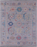 Grey Turkish Oushak Hand Knotted Wool Rug - 9' 0" X 11' 9" - Golden Nile