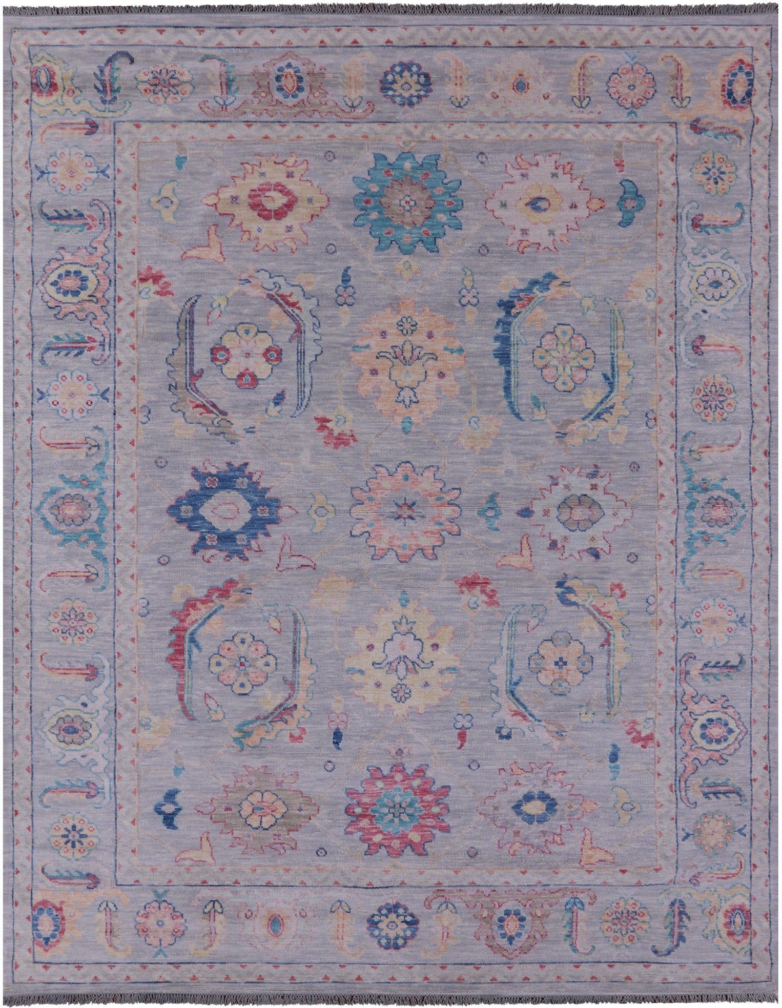 Grey Turkish Oushak Hand Knotted Wool Rug - 9' 0" X 11' 9" - Golden Nile
