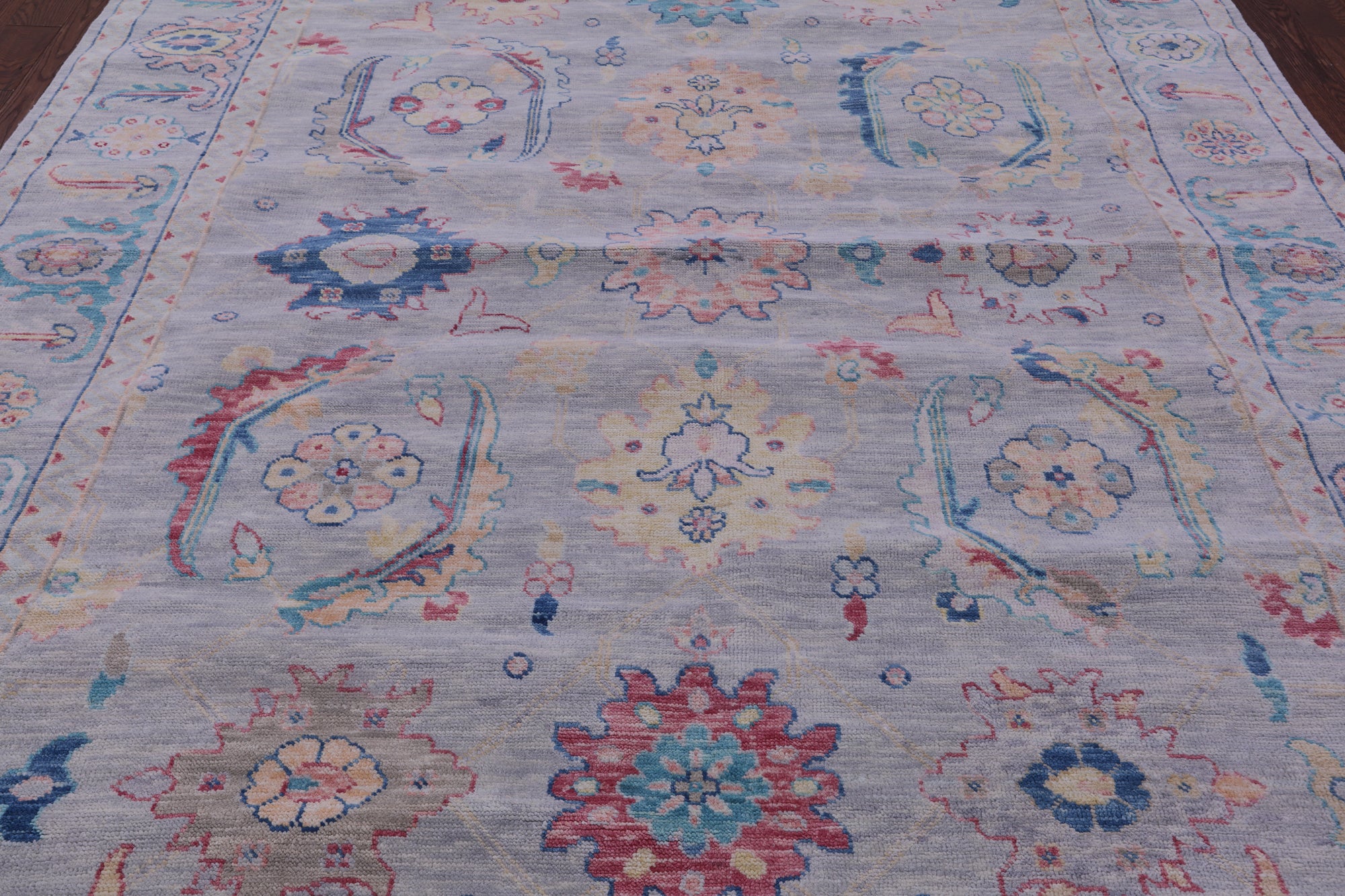 Grey Turkish Oushak Hand Knotted Wool Rug - 9' 0" X 11' 9" - Golden Nile