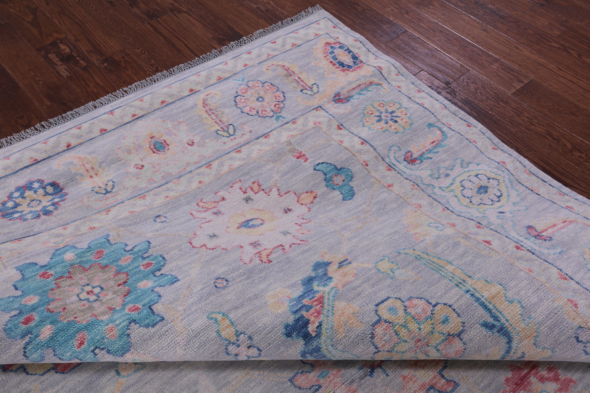Grey Turkish Oushak Hand Knotted Wool Rug - 9' 0" X 11' 9" - Golden Nile