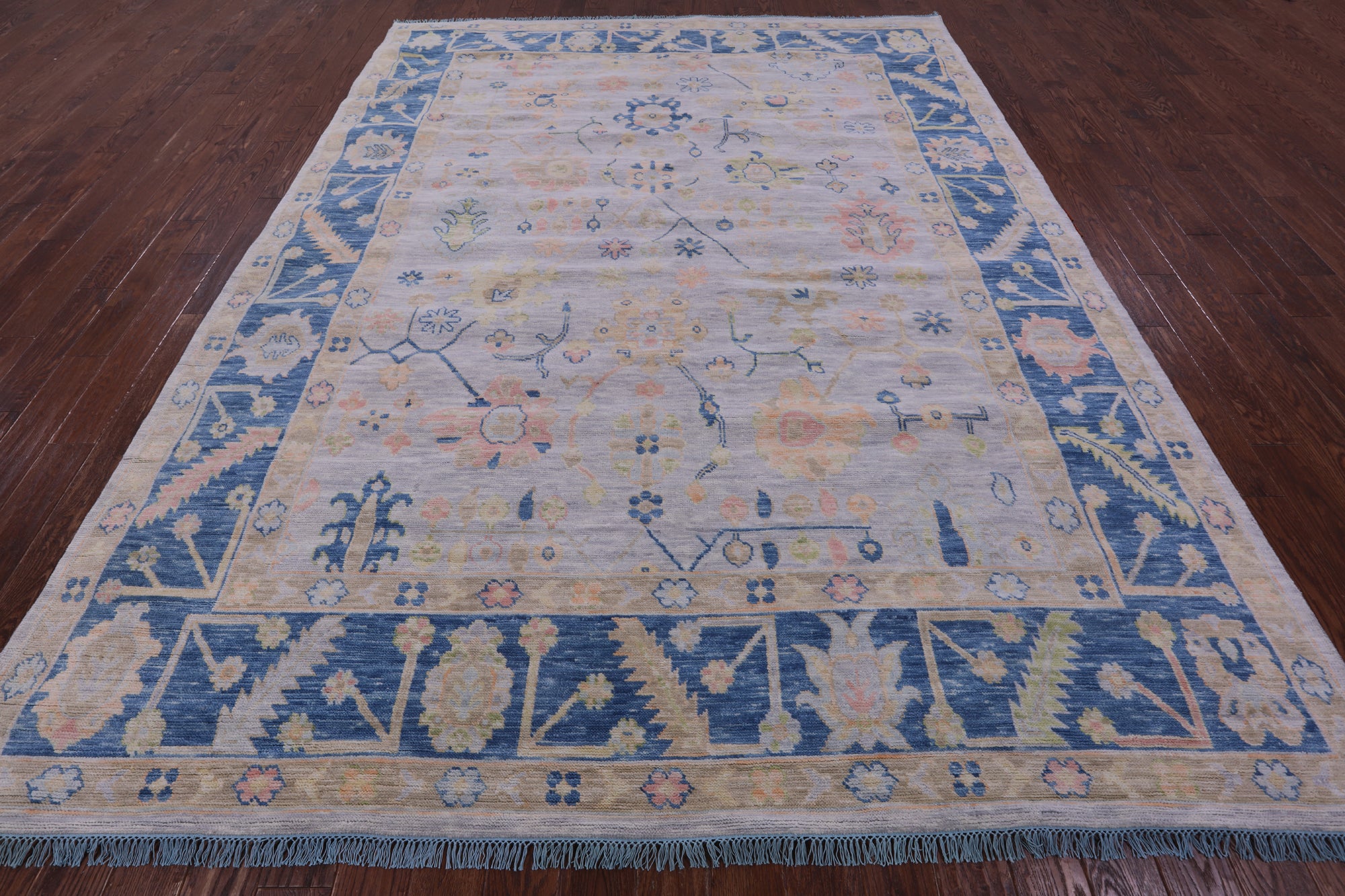 Grey Turkish Oushak Hand Knotted Wool Rug - 8' 11" X 11' 10" - Golden Nile