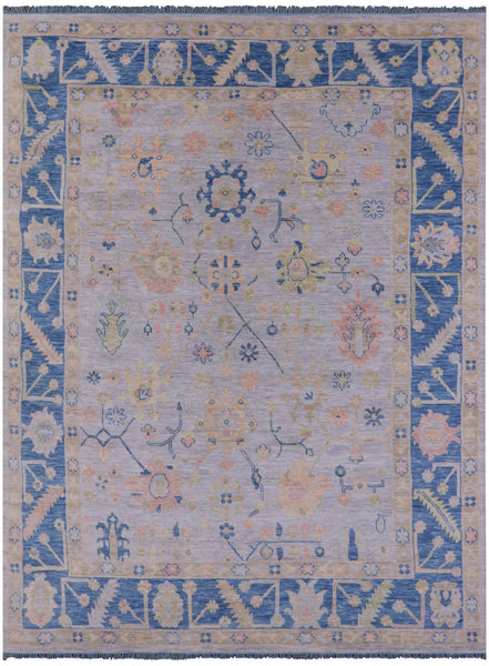 Grey Turkish Oushak Hand Knotted Wool Rug - 8' 11" X 11' 10" - Golden Nile