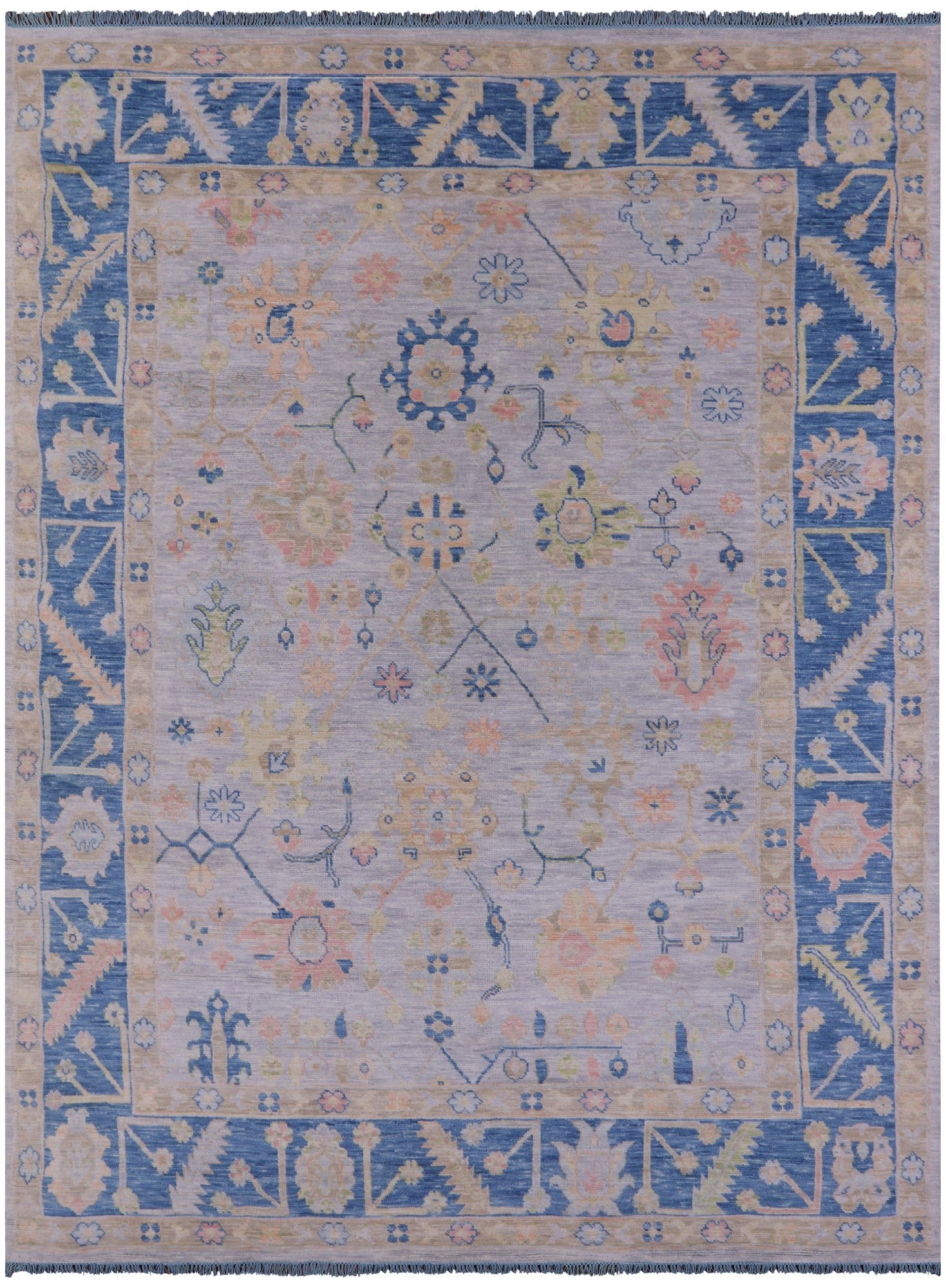 Grey Turkish Oushak Hand Knotted Wool Rug - 8' 11" X 11' 10" - Golden Nile