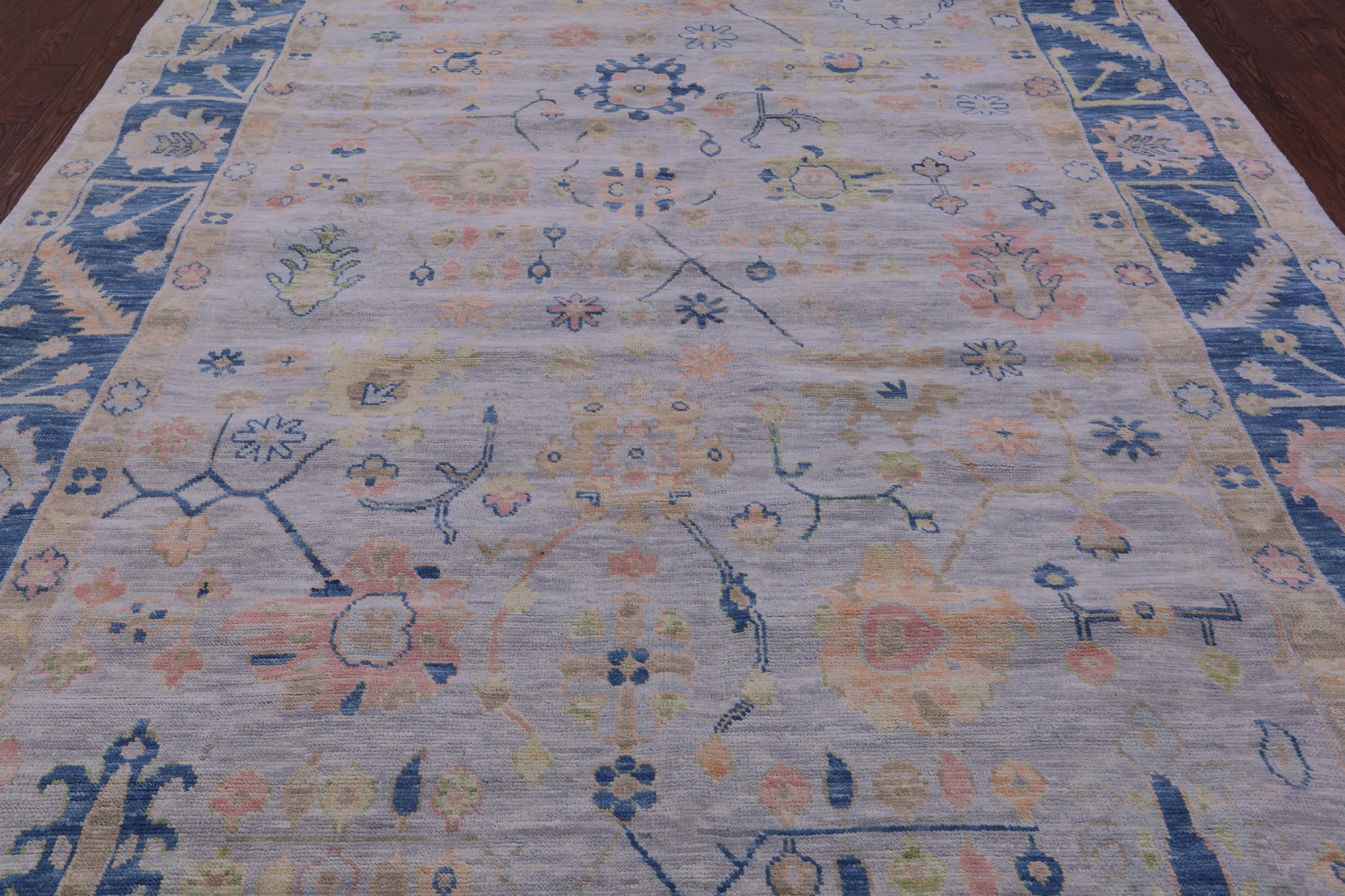 Grey Turkish Oushak Hand Knotted Wool Rug - 8' 11" X 11' 10" - Golden Nile