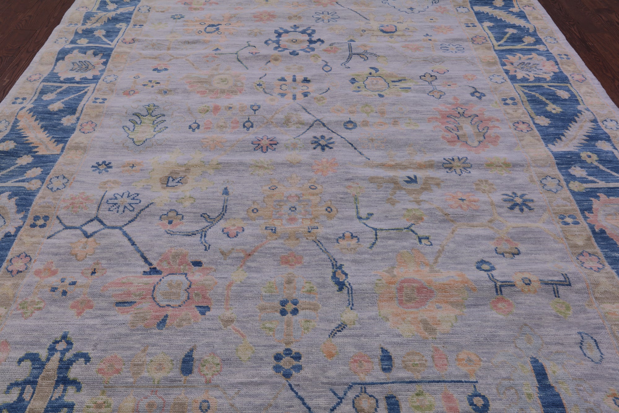 Grey Turkish Oushak Hand Knotted Wool Rug - 8' 11" X 11' 10" - Golden Nile