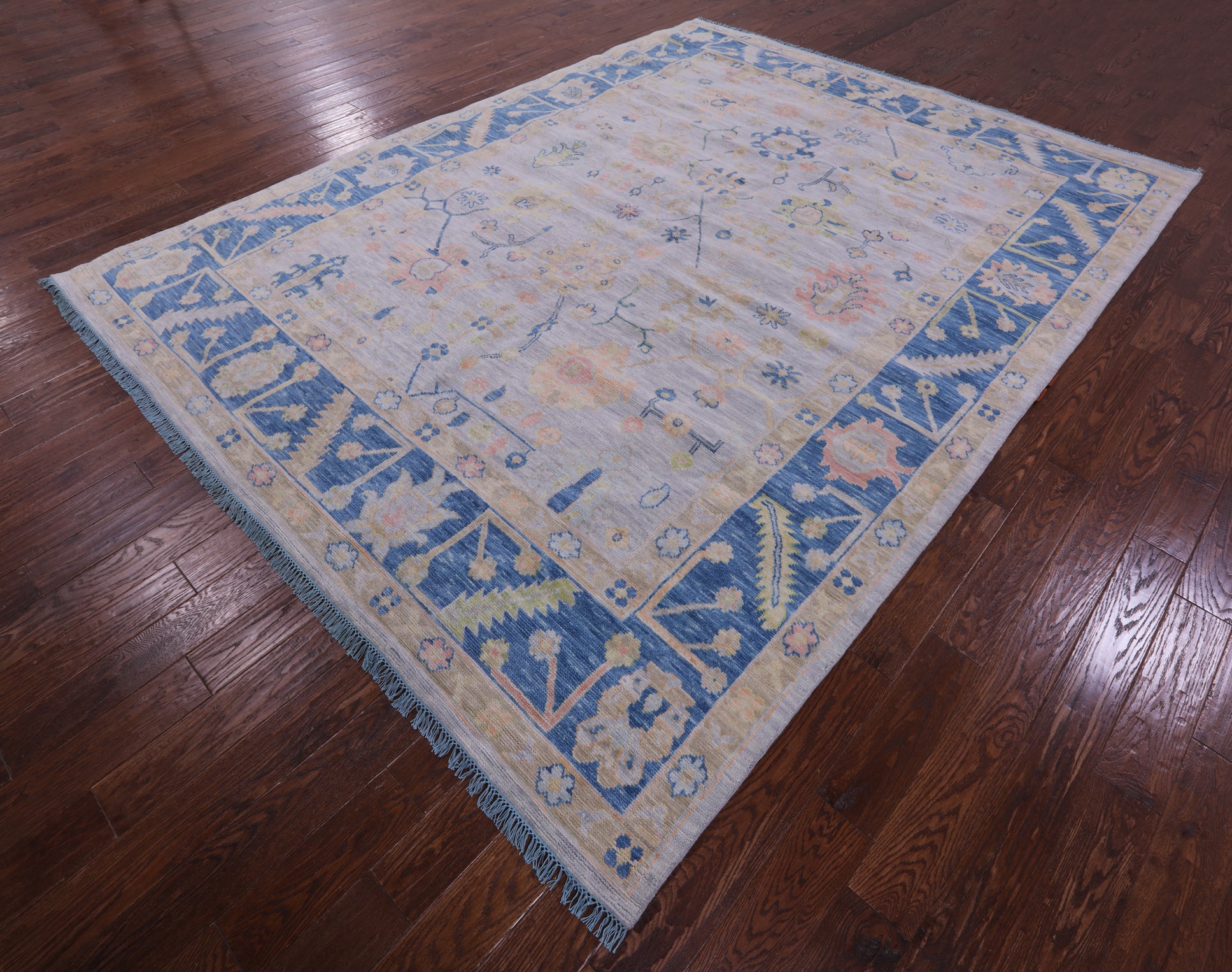 Grey Turkish Oushak Hand Knotted Wool Rug - 8' 11" X 11' 10" - Golden Nile