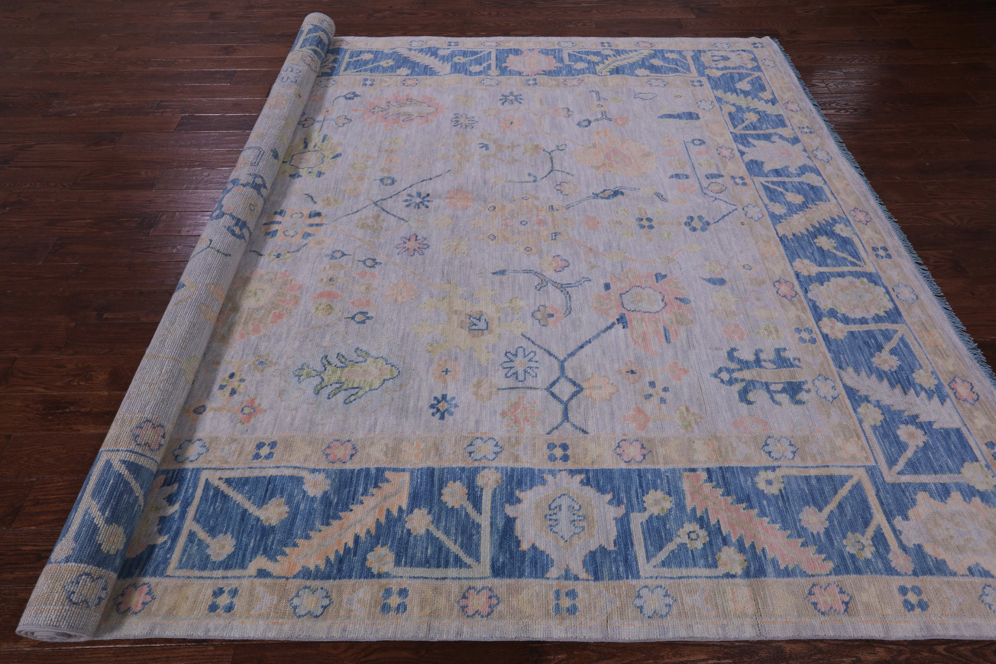 Grey Turkish Oushak Hand Knotted Wool Rug - 8' 11" X 11' 10" - Golden Nile