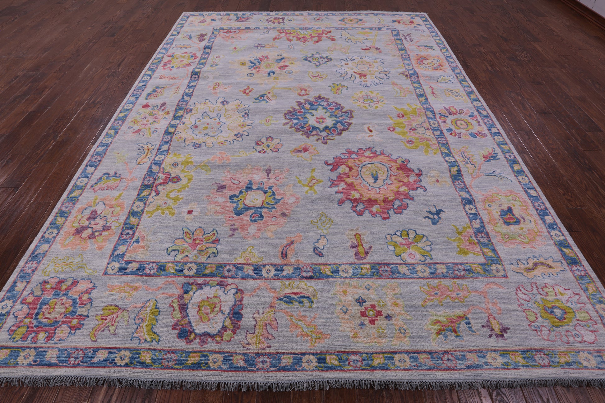 Grey Turkish Oushak Hand Knotted Wool Rug - 9' 2" X 12' 1" - Golden Nile