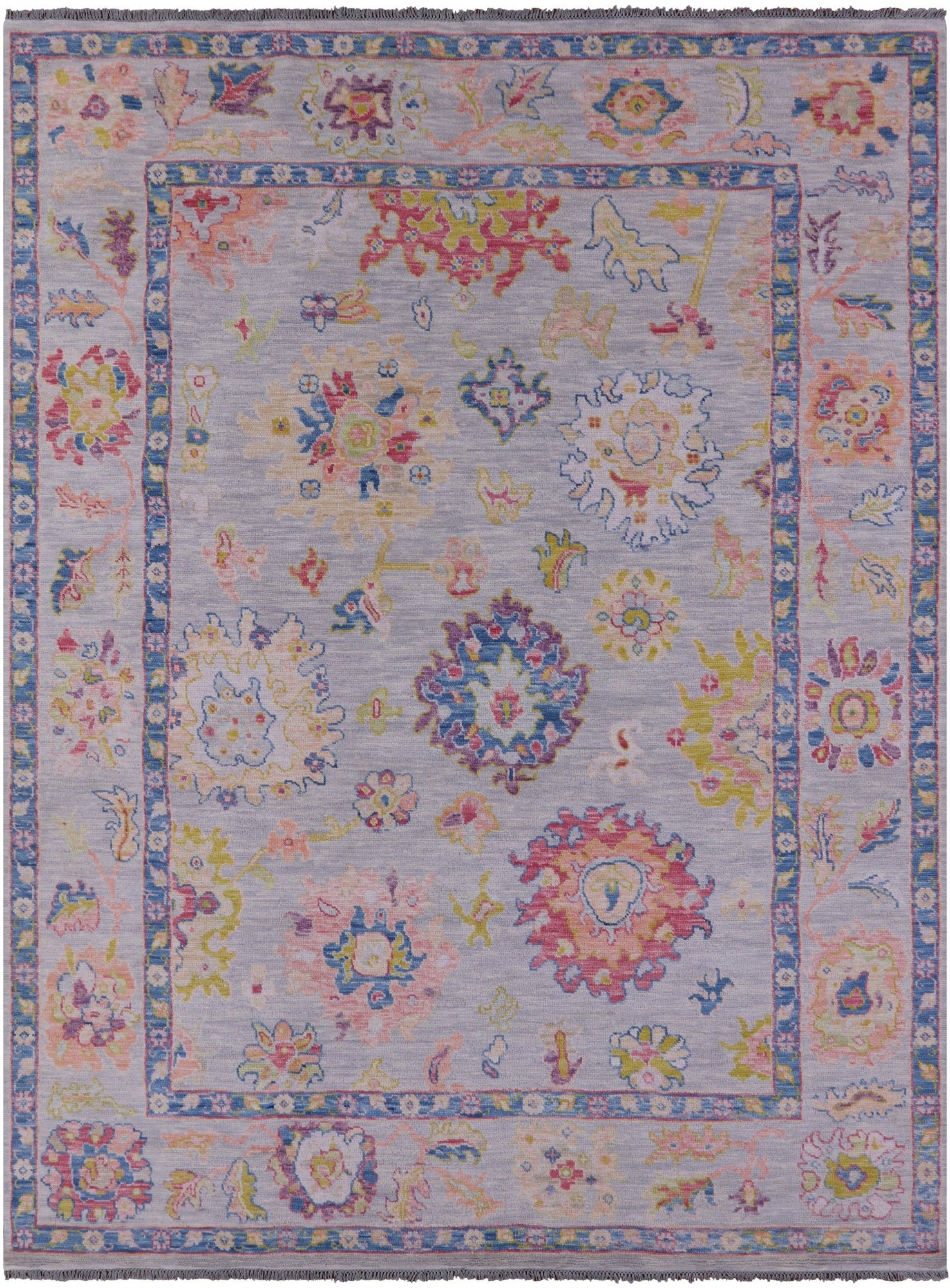 Grey Turkish Oushak Hand Knotted Wool Rug - 9' 2" X 12' 1" - Golden Nile