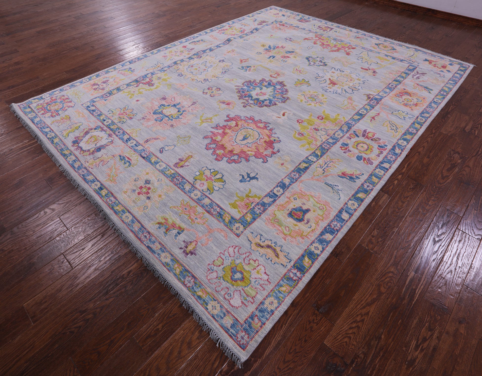 Grey Turkish Oushak Hand Knotted Wool Rug - 9' 2" X 12' 1" - Golden Nile